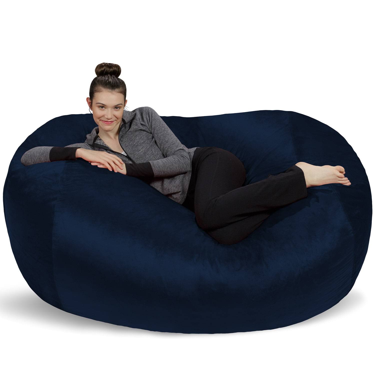 Bean Bag Chair, Memory Foam Lounger with Microsuede Cover, Kids, Adults, 6 ft, Blue
