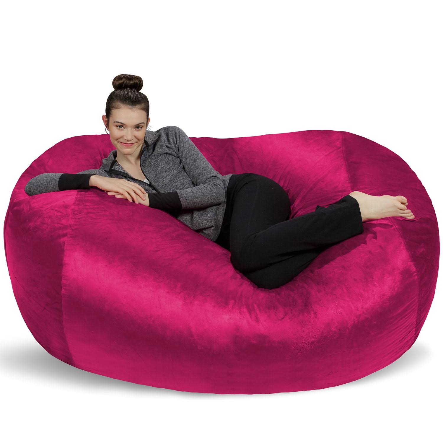 Bean Bag Chair, Memory Foam Lounger with Microsuede Cover, Kids, Adults, 6 ft, Pink