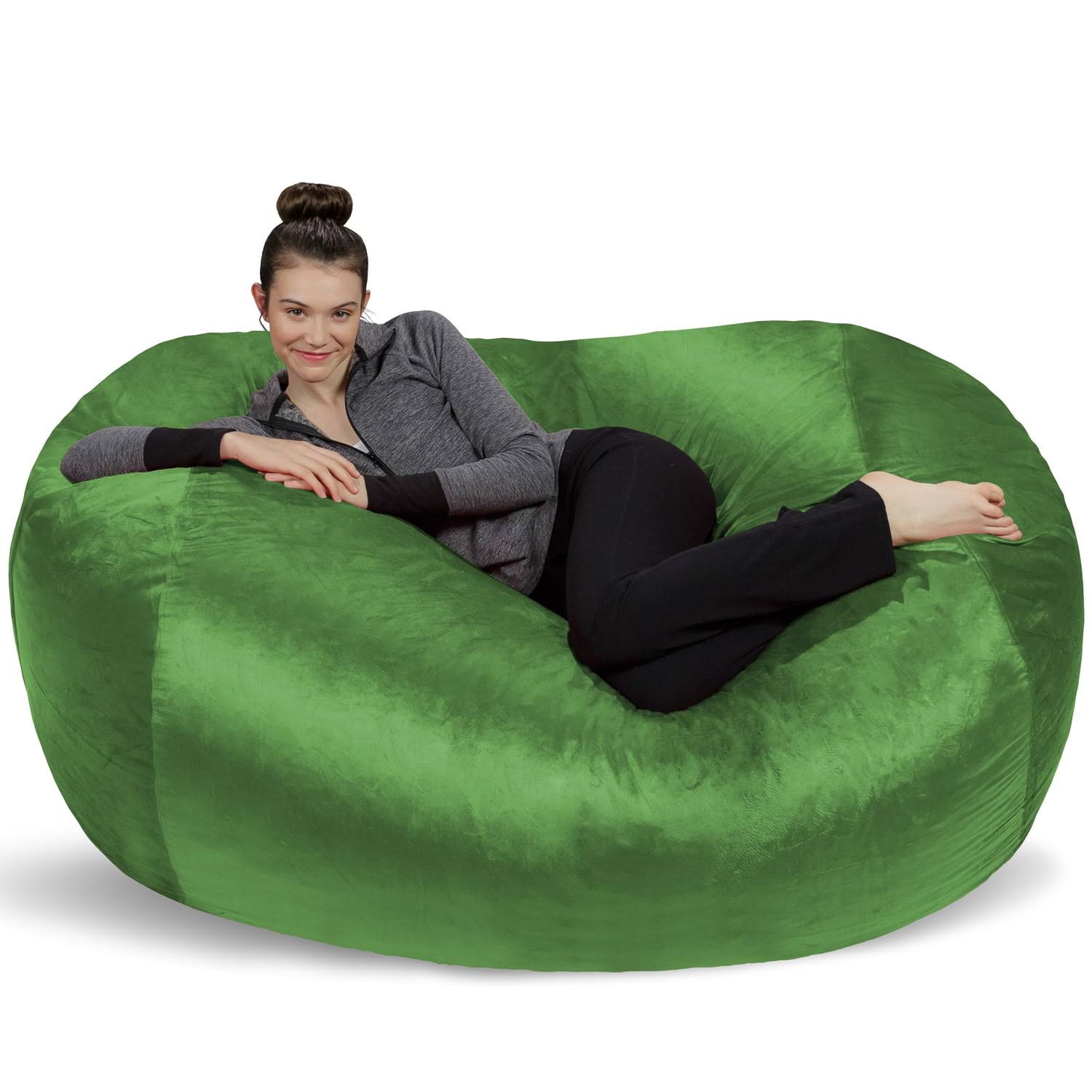 Bean Bag Chair, Memory Foam Lounger with Microsuede Cover, Kids, Adults, 6 ft, Lime