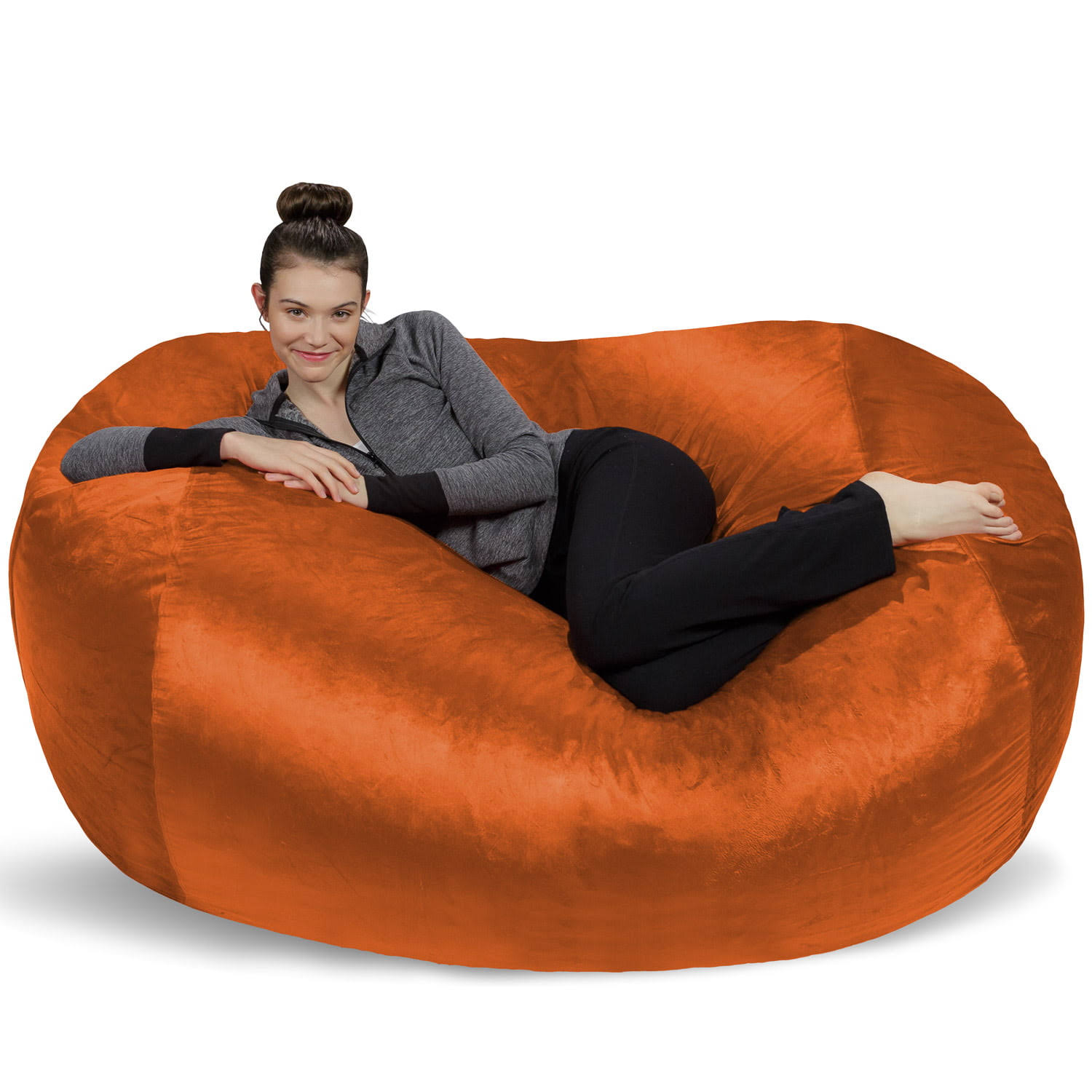 Bean Bag Chair, Memory Foam Lounger with Microsuede Cover, Kids, Adults, 6 ft, Orange