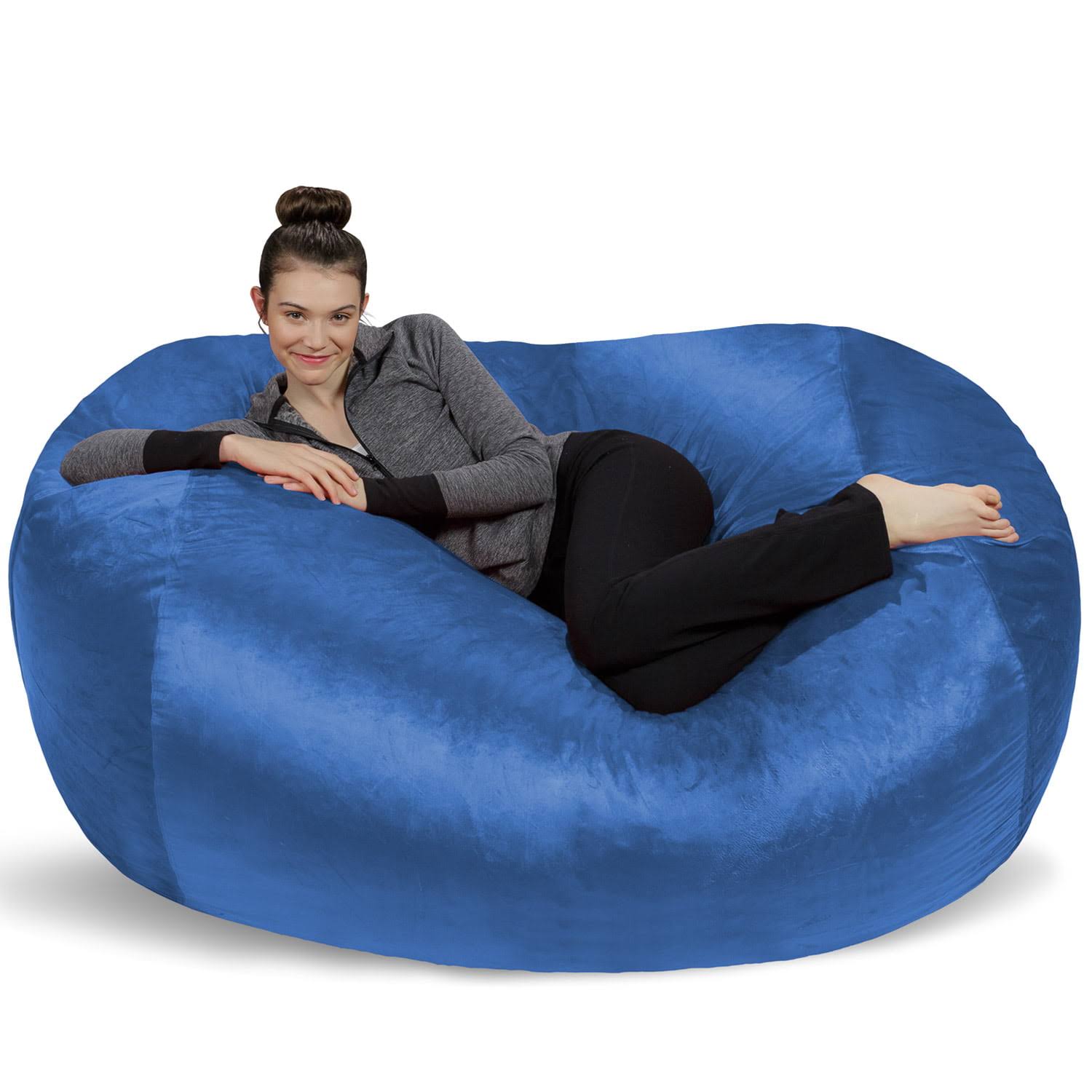 Bean Bag Chair, Memory Foam Lounger with Microsuede Cover, Kids, Adults, 6 ft, Royal Blue