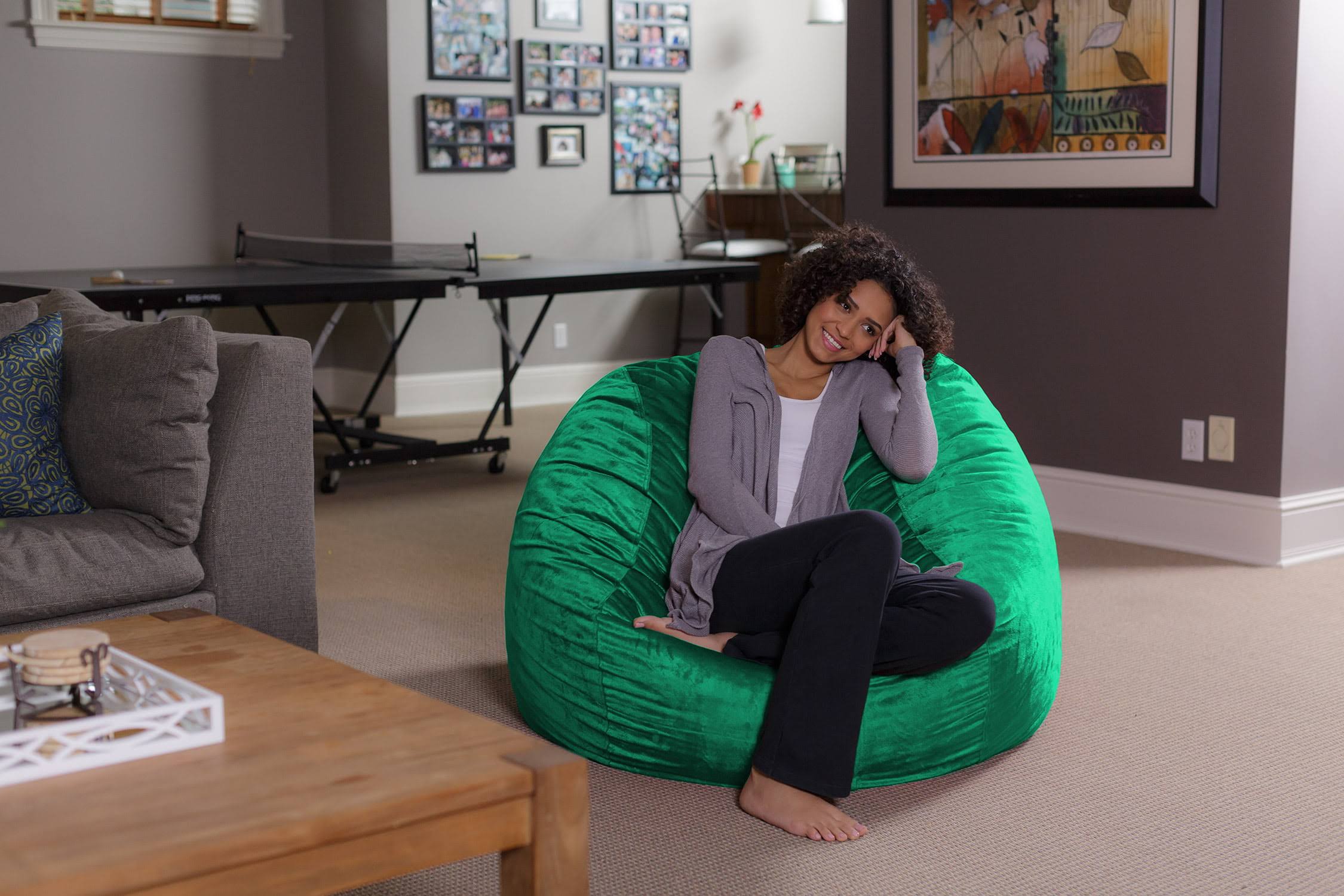 Bean Bag Chair, Memory Foam Lounger with Microsuede Cover, Kids, Adults, 4 ft, Aqua Marine