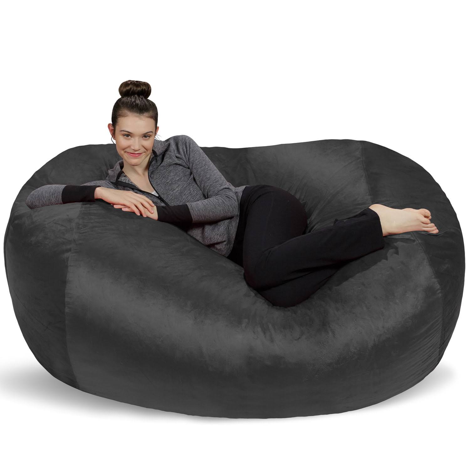 Bean Bag Chair, Memory Foam Lounger with Microsuede Cover, Kids, Adults, 6 ft, Charcoal