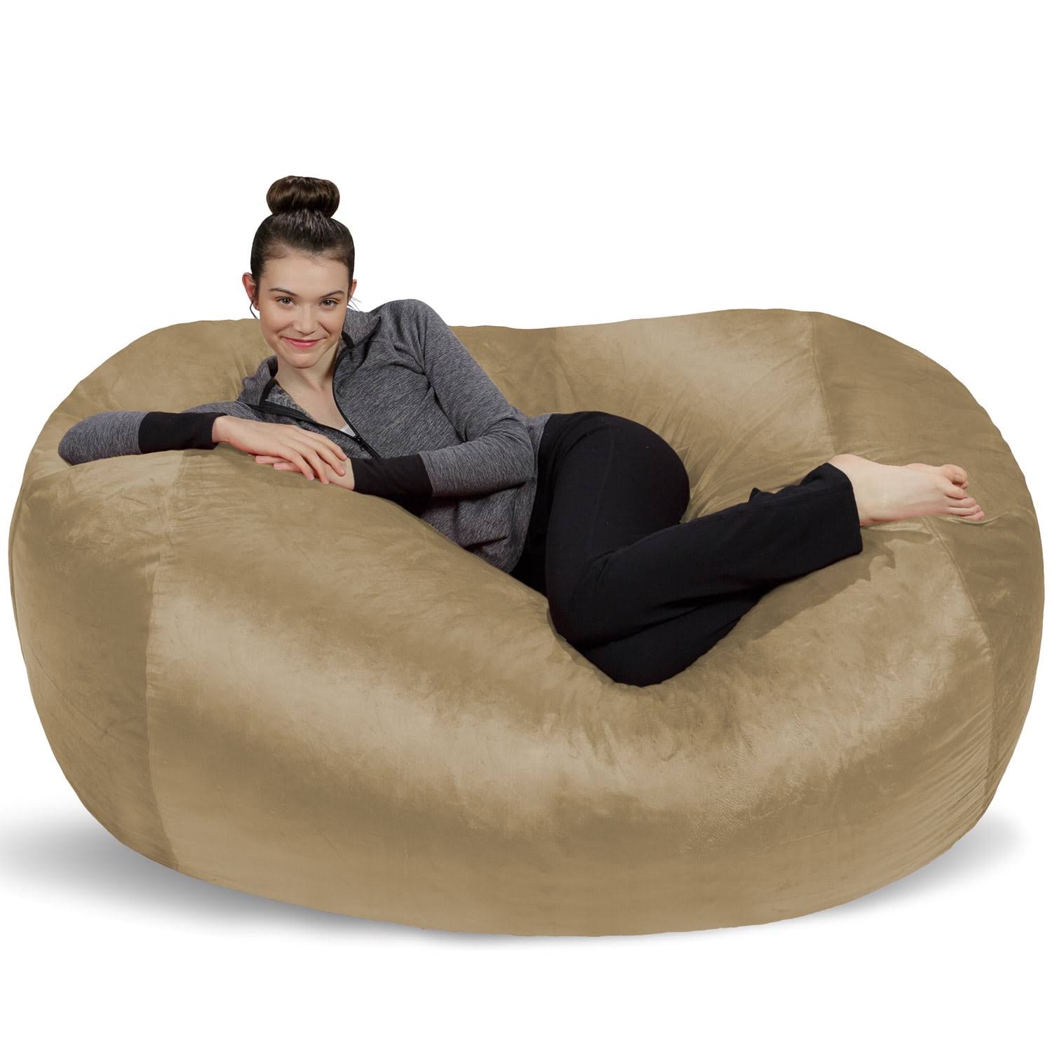 Bean Bag Chair, Memory Foam Lounger with Microsuede Cover, Kids, Adults, 6 ft, Beige