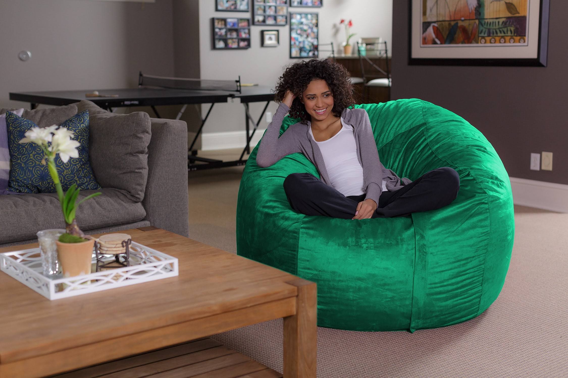 Bean Bag Chair, Memory Foam Lounger with Microsuede Cover, Kids, Adults, 5 ft, Aqua Marine