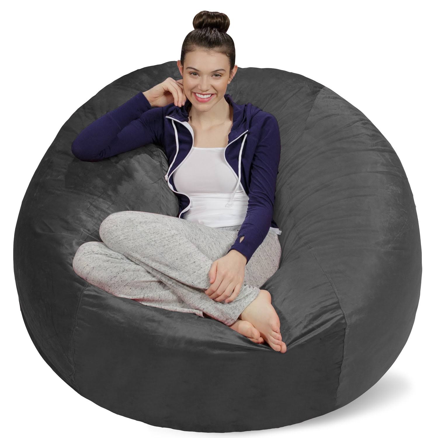 Bean Bag Chair, Memory Foam Lounger with Microsuede Cover, Kids, Adults, 5 ft, Charcoal