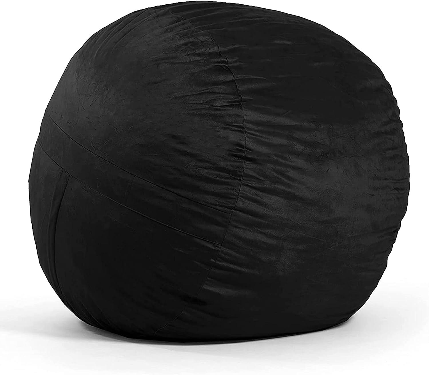 Fuf Large Foam Filled Bean Bag Chair with Removable Cover, Black Plush, Soft Polyester, 4 feet Big