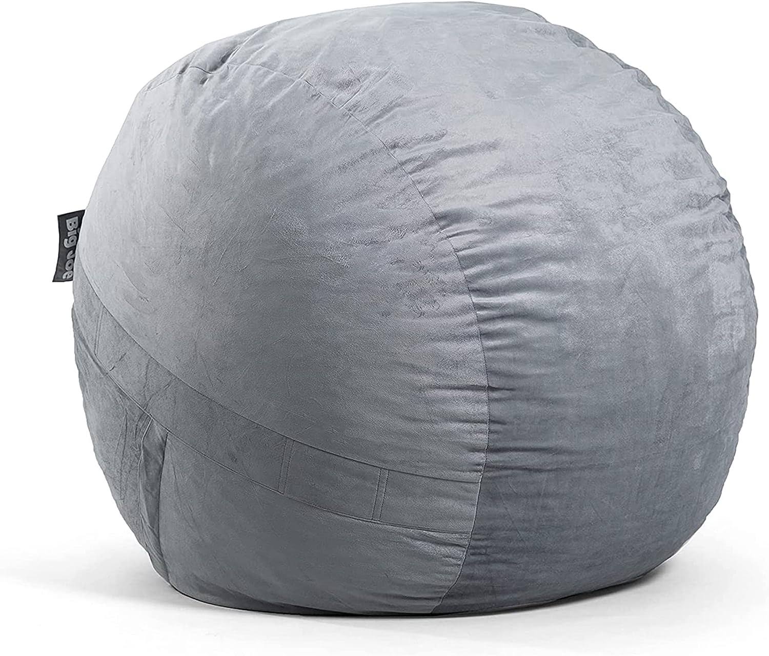 Fuf Large Foam Filled Bean Bag Chair with Removable Cover, Gray Plush, Soft Polyester, 4 feet Big