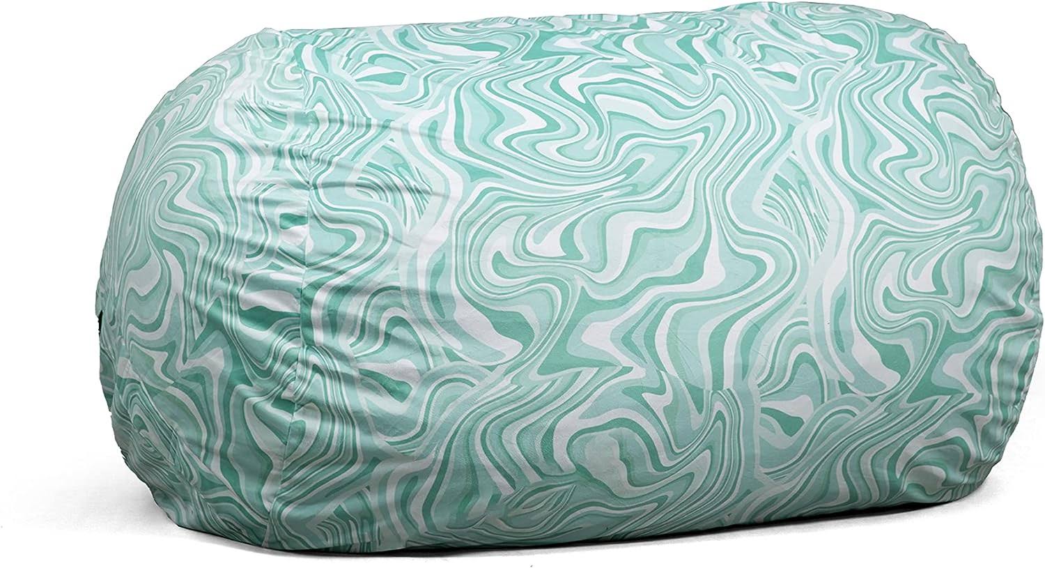 Fuf Media Lounger Foam Filled Bean Bag Chair, Groovy Green Plush, Soft Polyester, 6 feet Giant