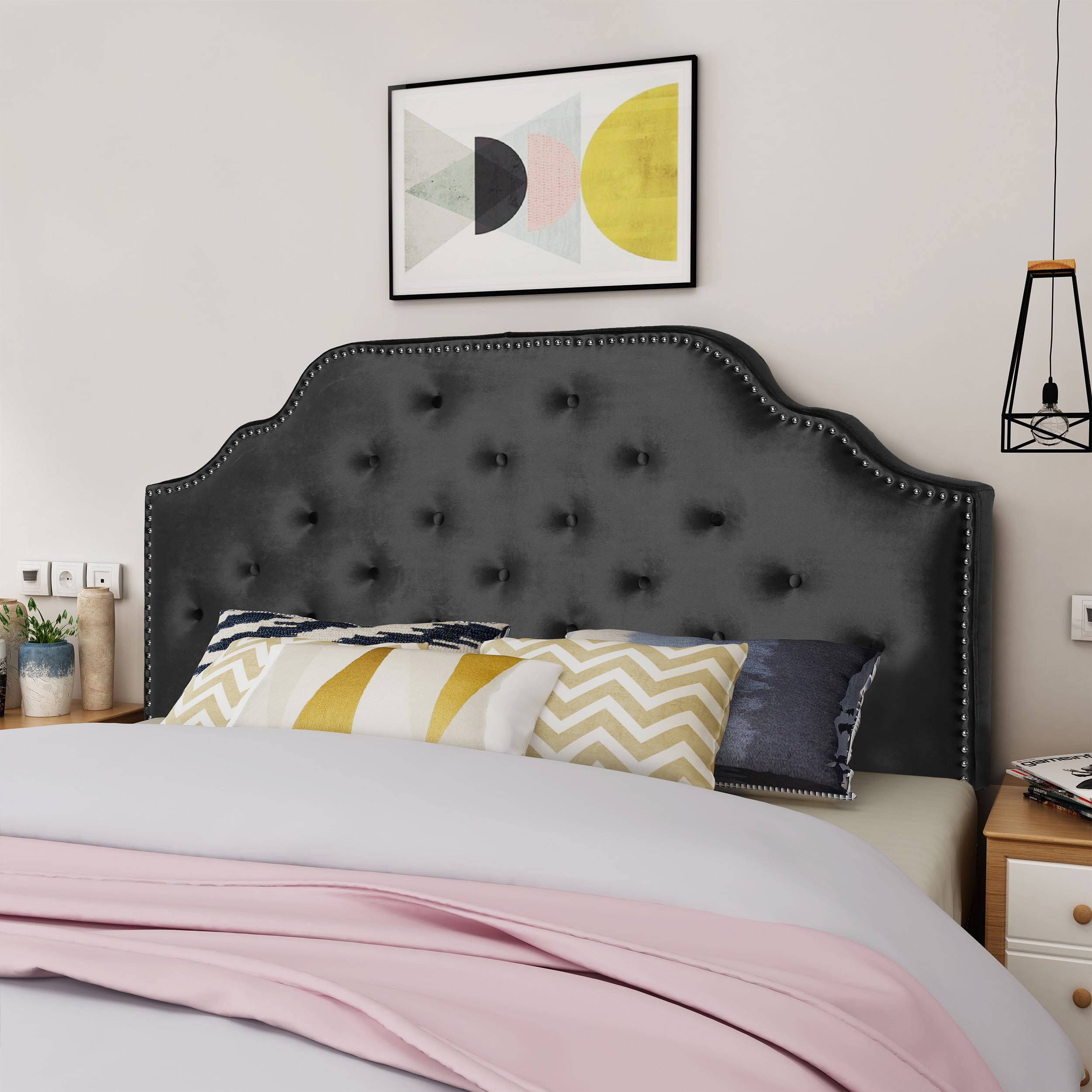 Miller Velvet Queen/Full Headboard, Black
