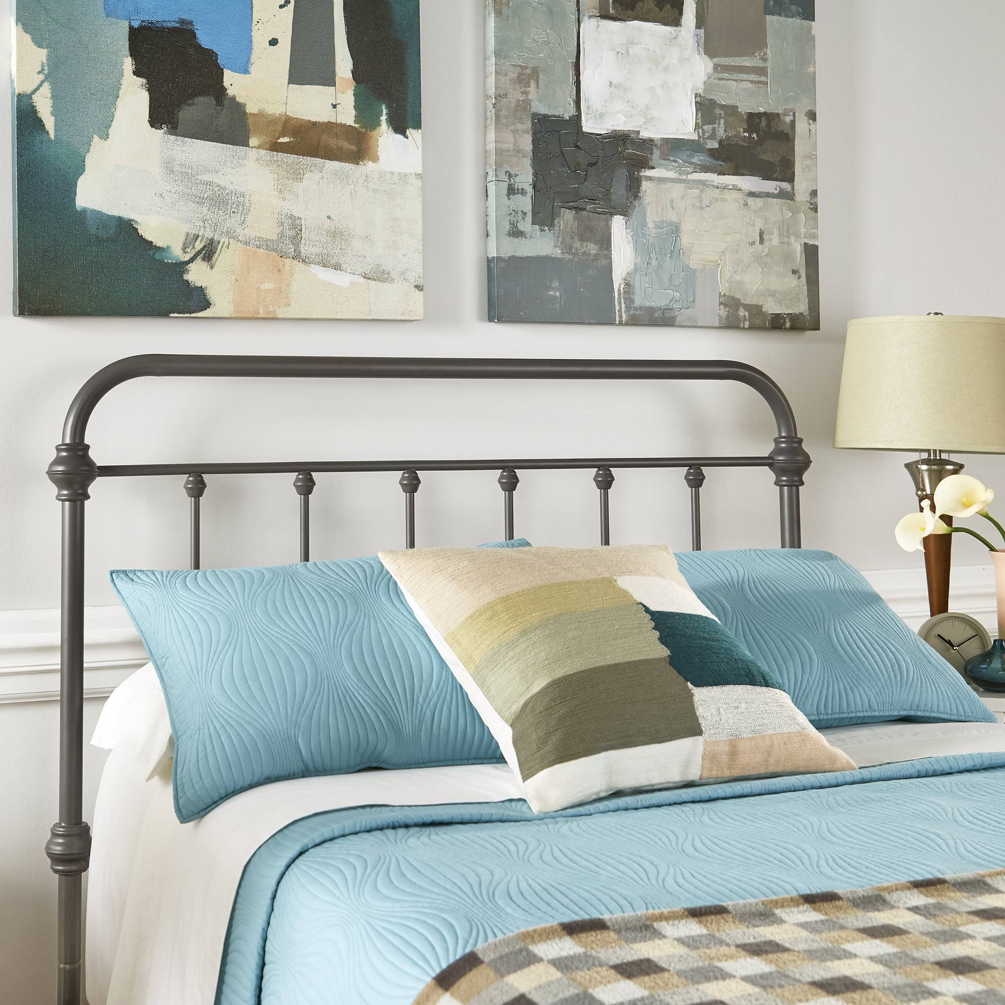 Nottingham Spindle Metal Full Headboard, Frost Grey