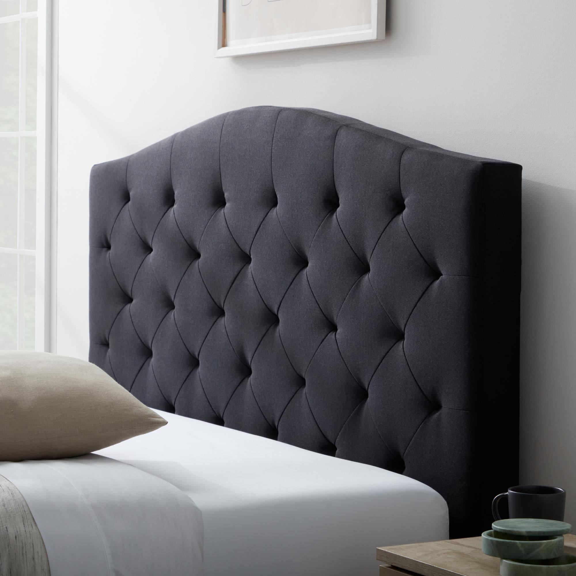 Hillboro Curved Edge Upholstered Headboard, Twin, Black