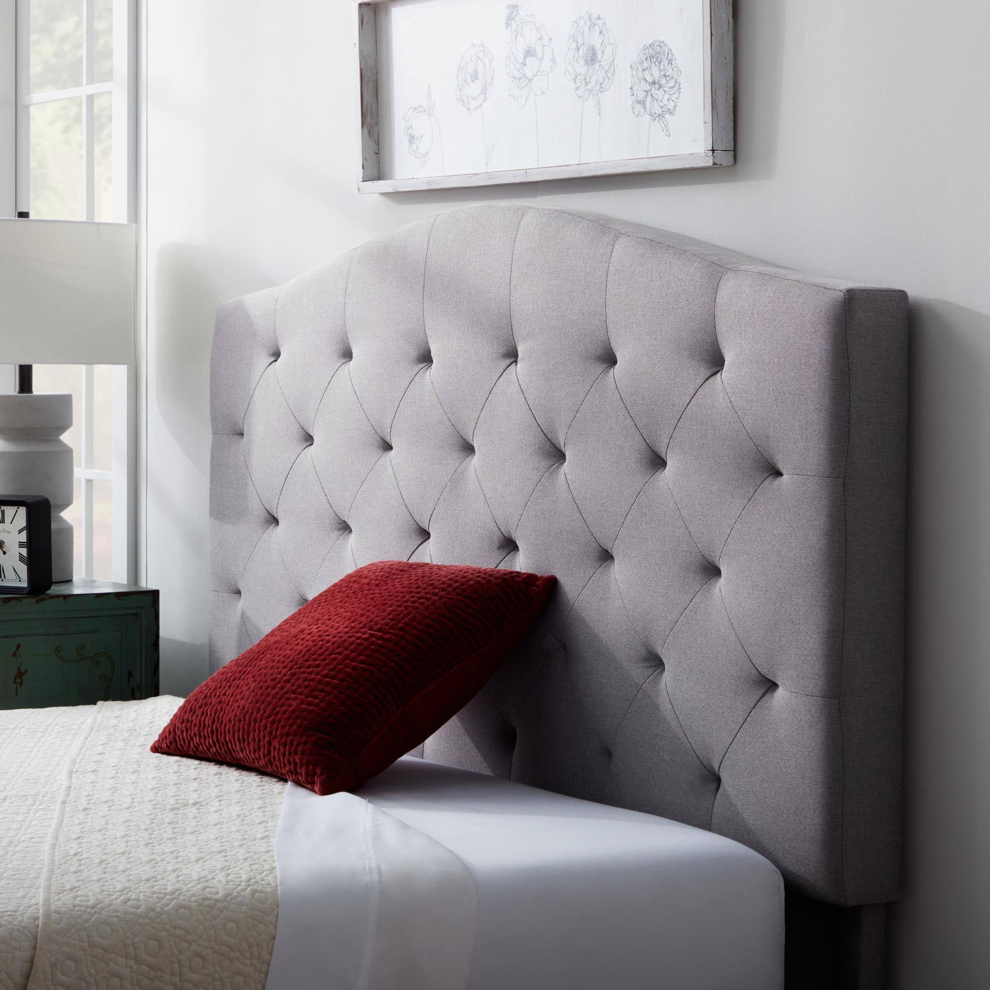 Hillboro Curved Edge Upholstered Headboard, Queen, Gray
