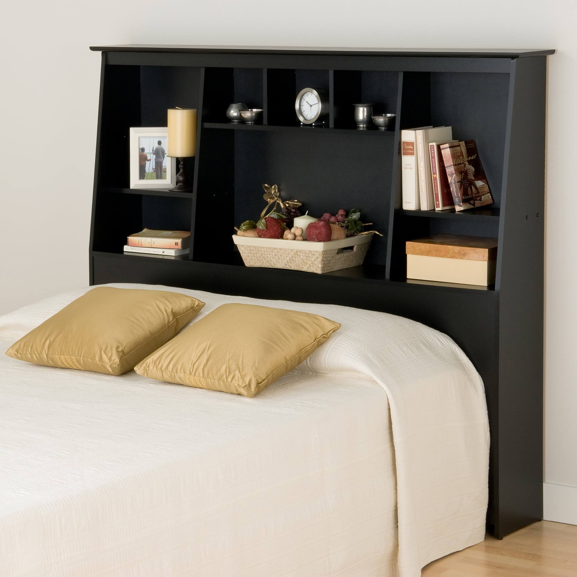 Sonoma Full/Queen Tall Slant-Back Free Standing Bookcase Headboard, Black