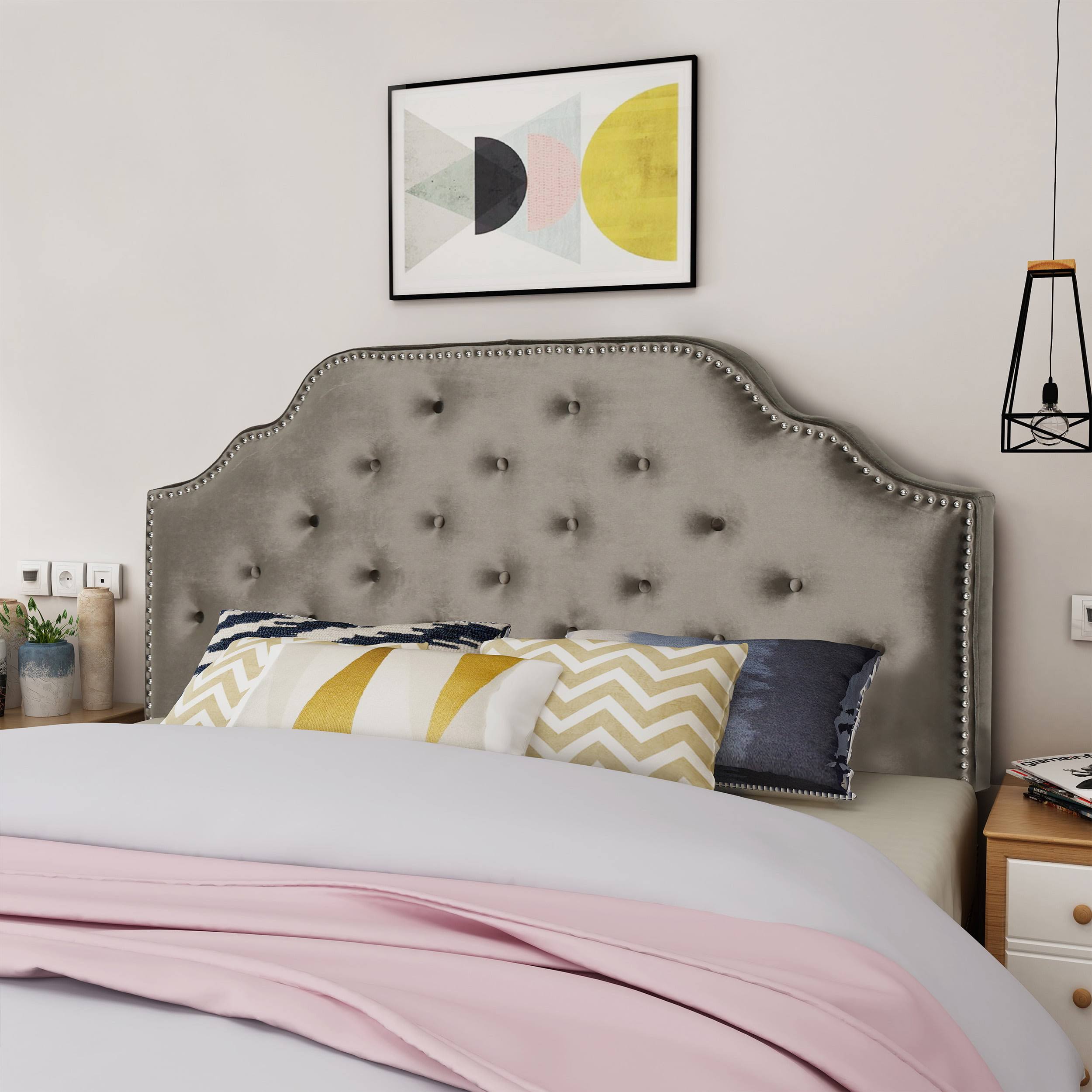 Miller Velvet Queen/Full Headboard, Grey