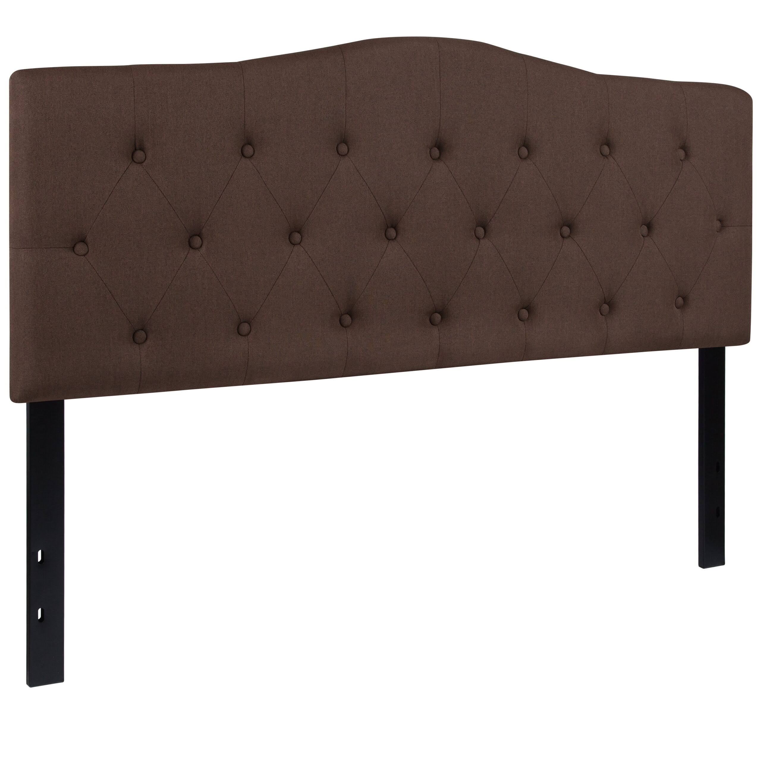 Cambridge Tufted Upholstered Queen Size Headboard in Dark Brown Fabric