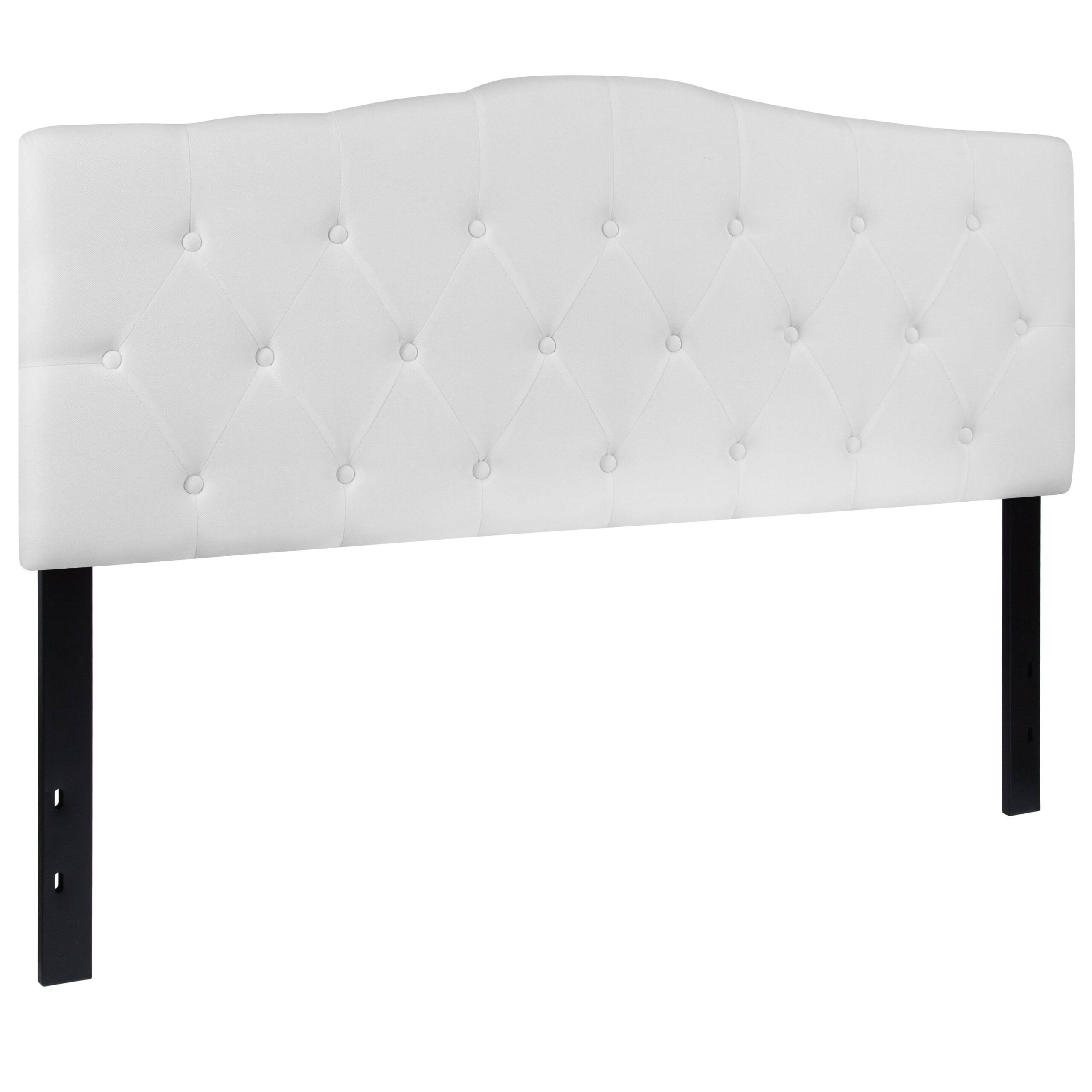 Cambridge Tufted Upholstered Queen Size Headboard in White Fabric