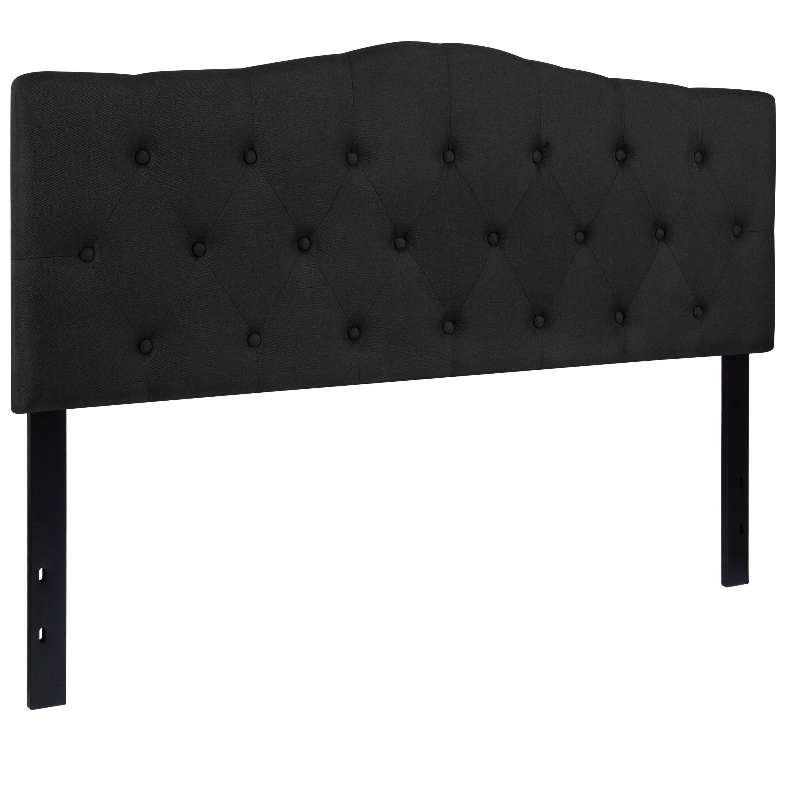 Cambridge Tufted Upholstered Queen Size Headboard in Black Fabric