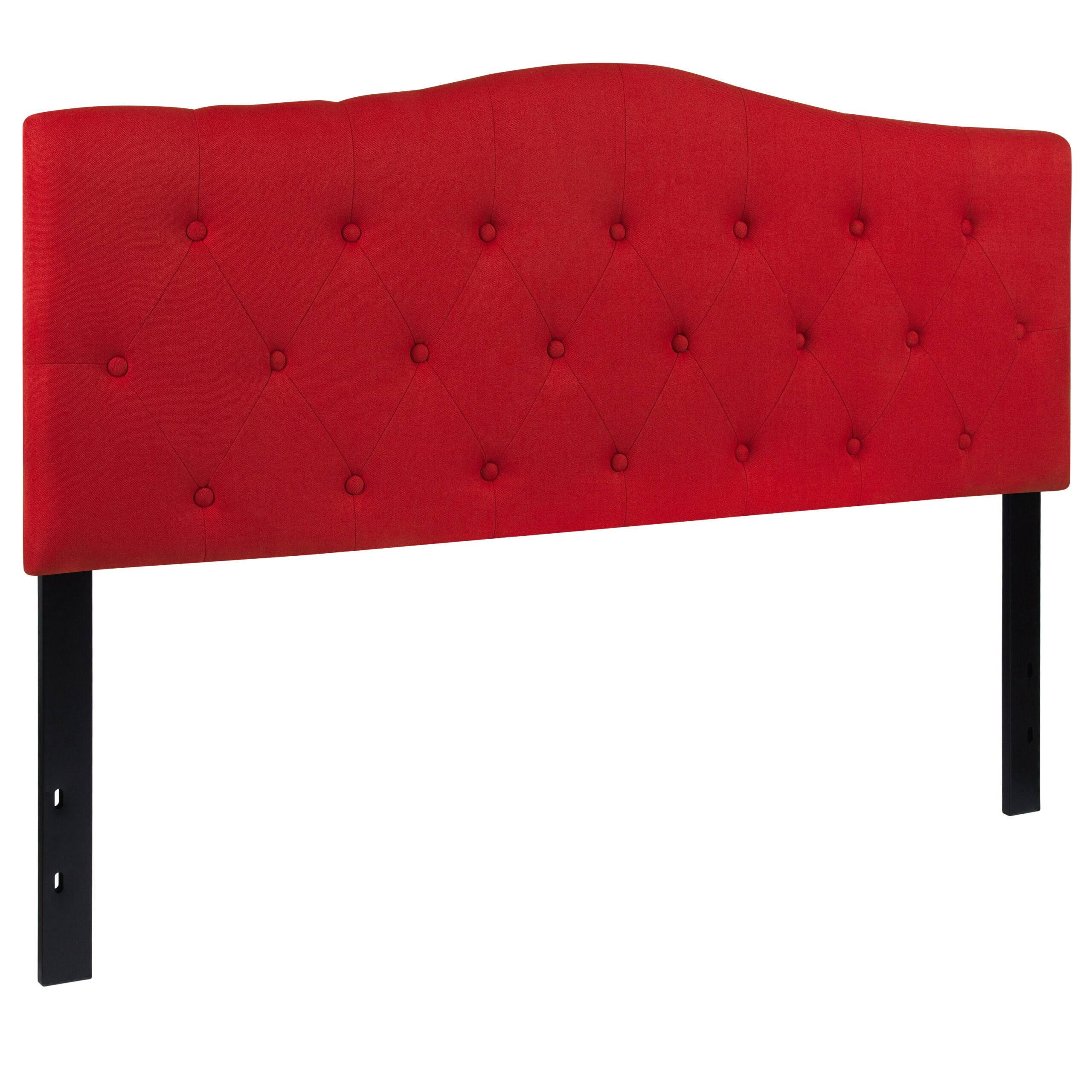 Cambridge Tufted Upholstered Queen Size Headboard in Red Fabric