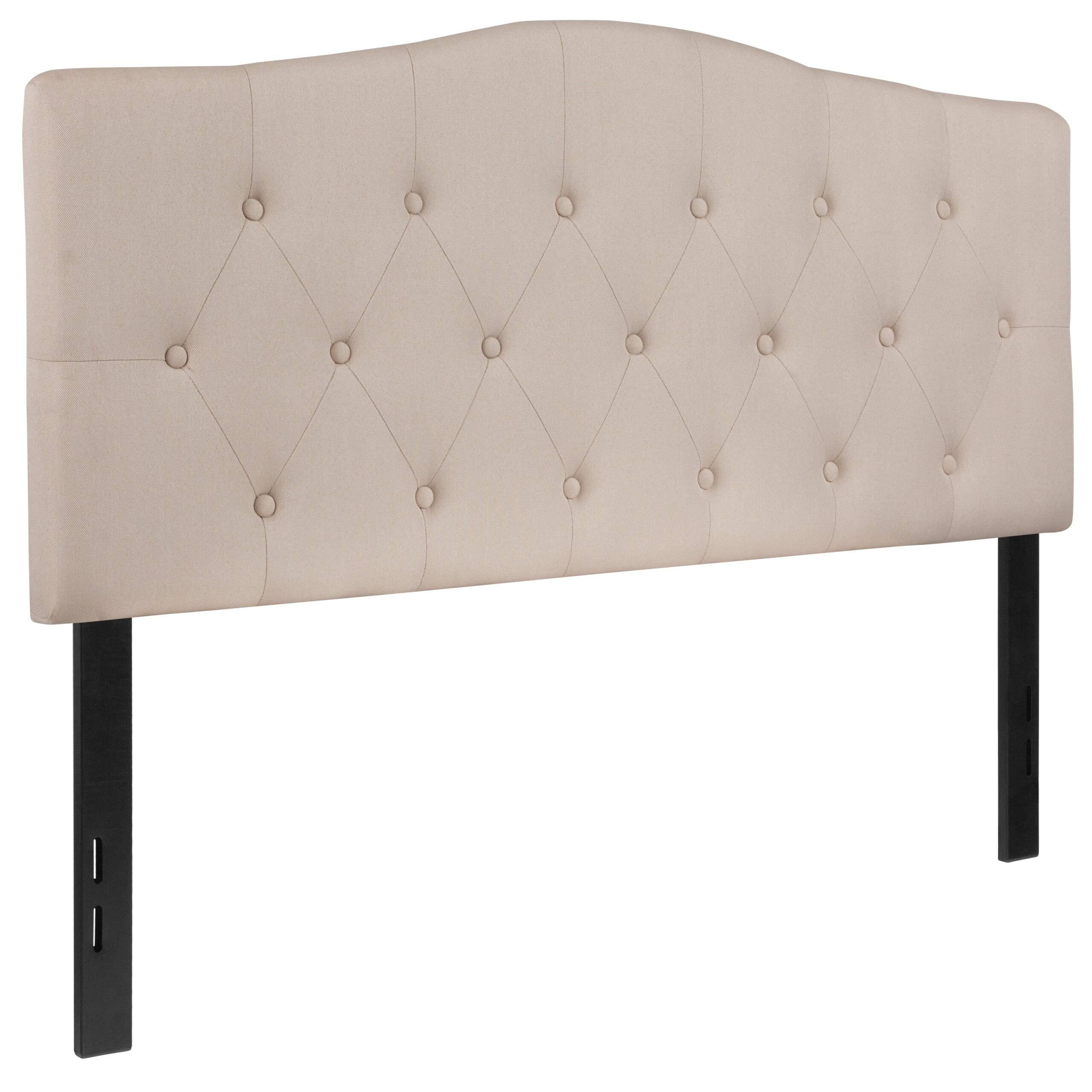 Cambridge Tufted Upholstered Full Size Headboard in Beige Fabric