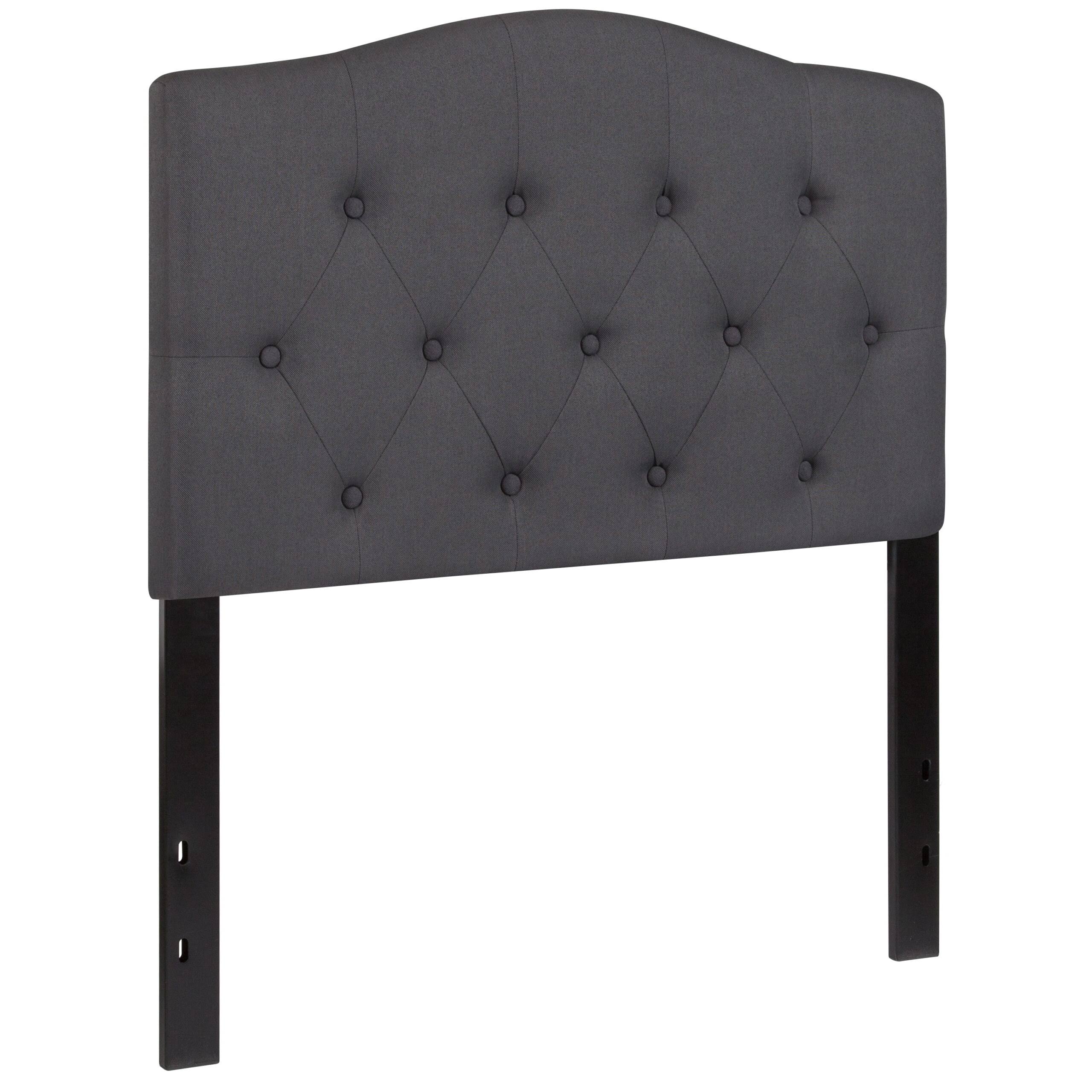 Cambridge Tufted Upholstered Twin Size Headboard in Dark Gray Fabric