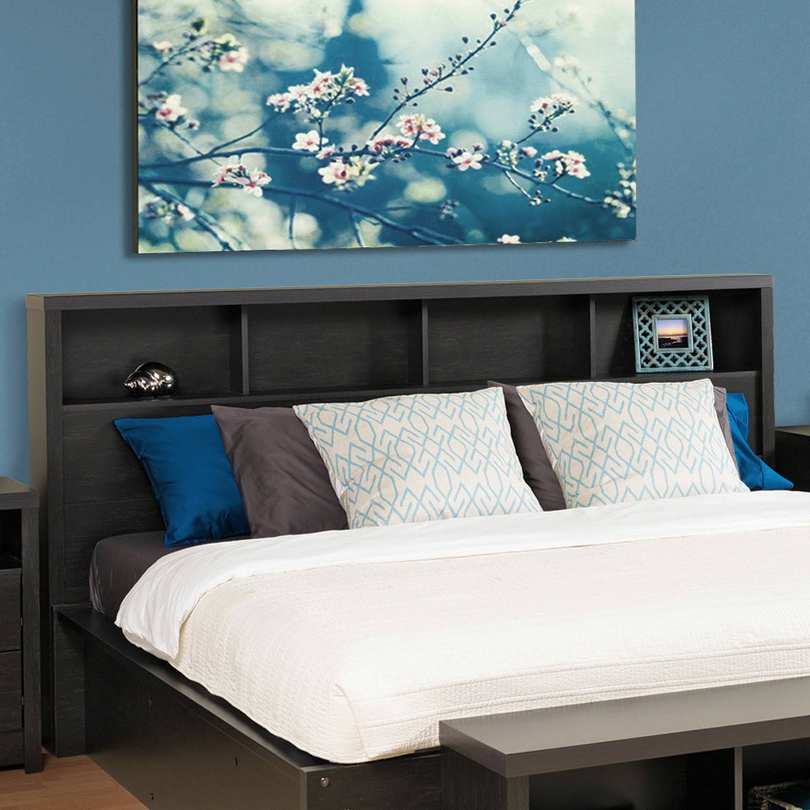 District Modern Double/Queen Storage Headboard, Washed Black