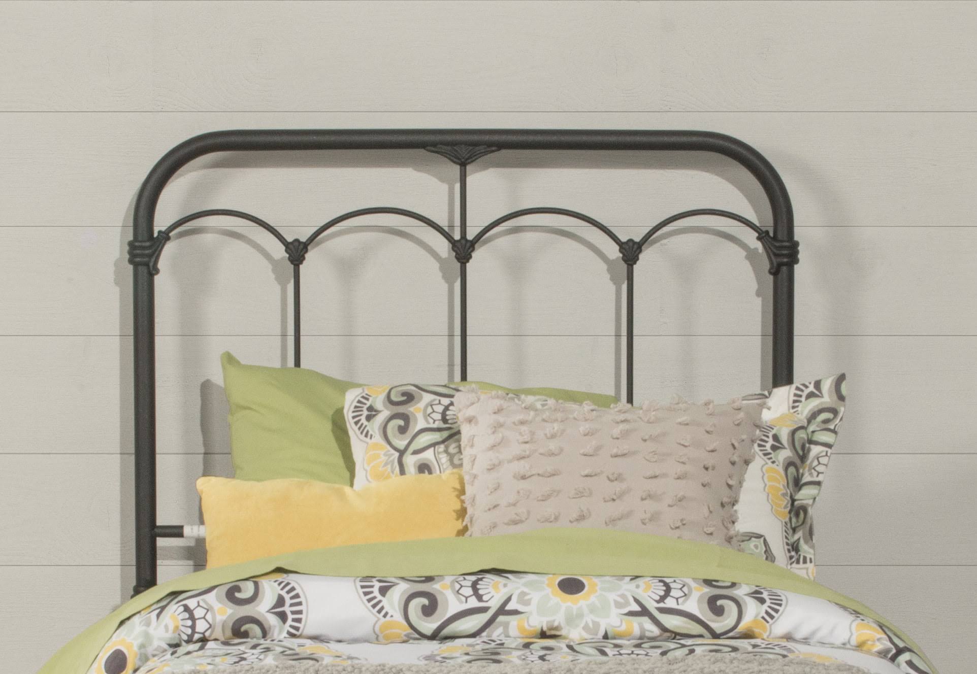 Jocelyn Vintage Metal Twin Headboard, Black Sparkle