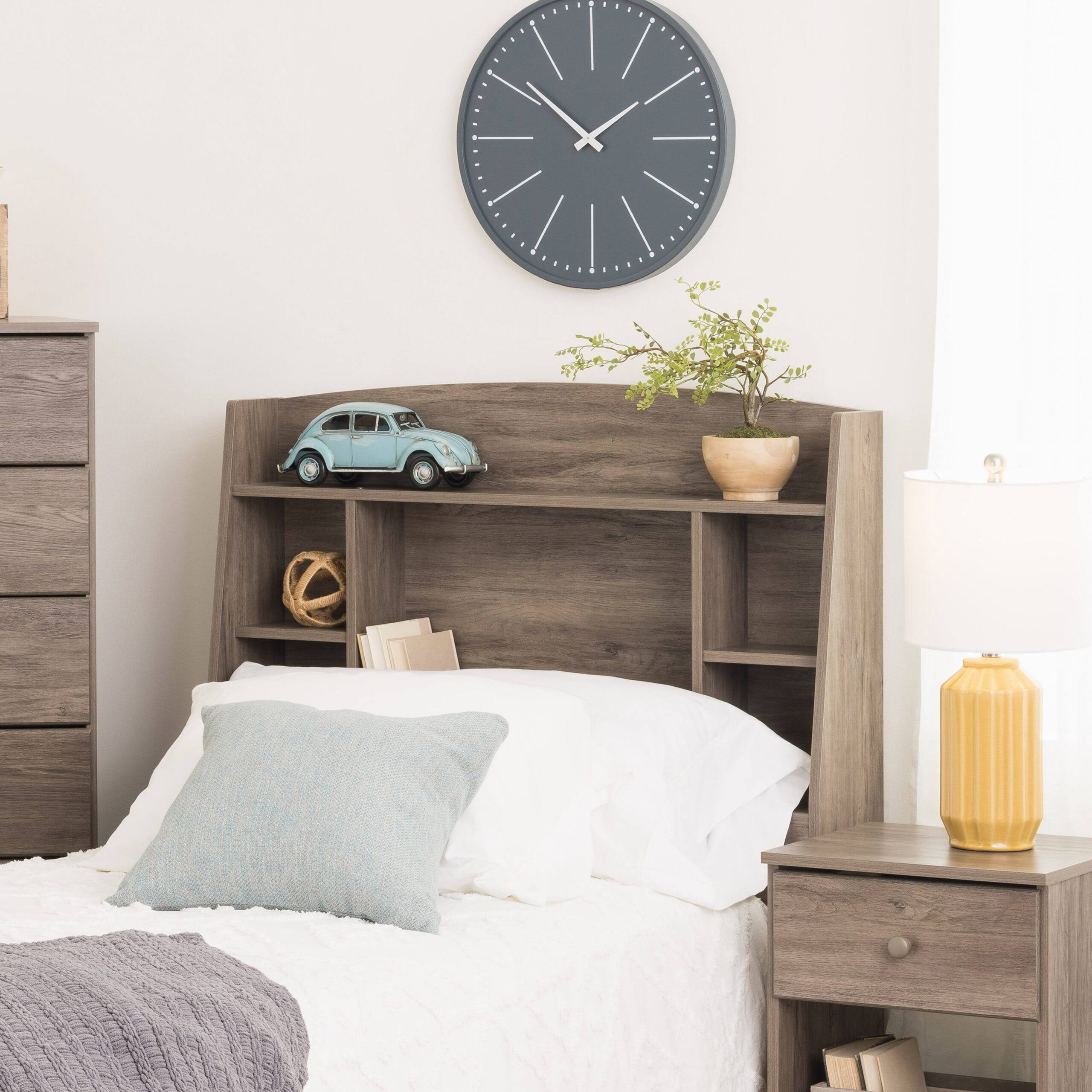 Astrid Twin Bookcase Headboard, Drifted Gray