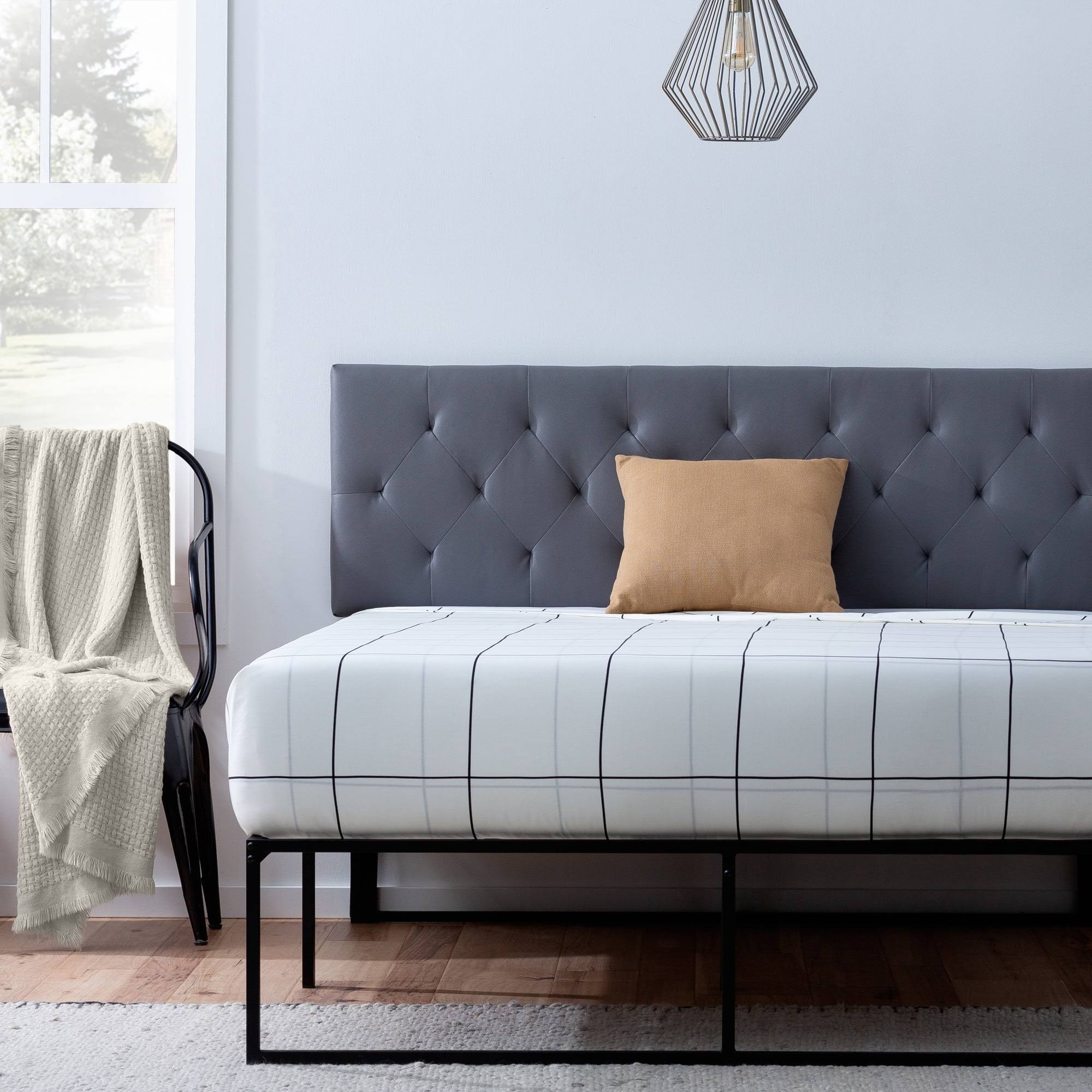 Harrington Faux Leather Upholstered Headboard, Full, Gray
