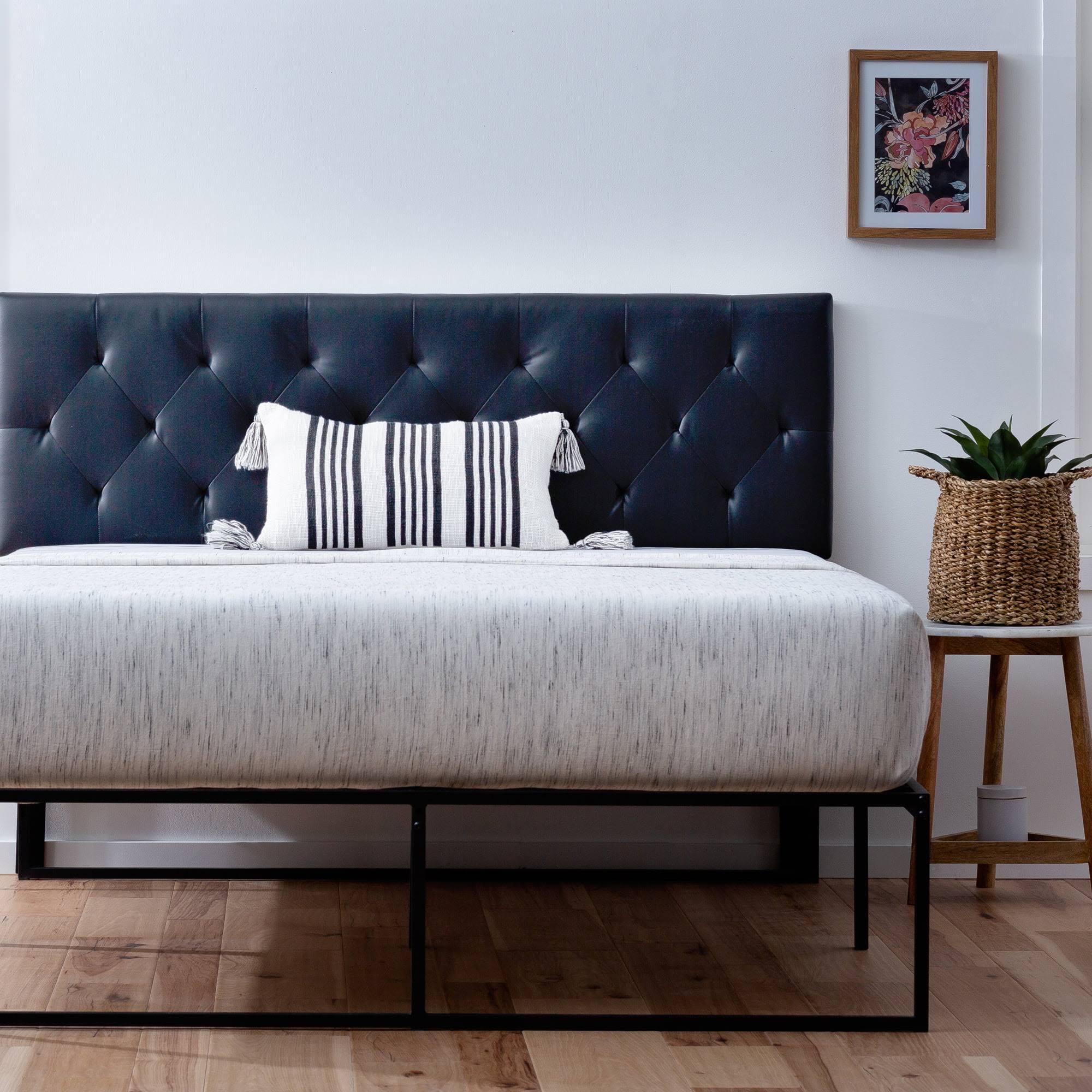 Harrington Faux Leather Upholstered Headboard, Full, Black