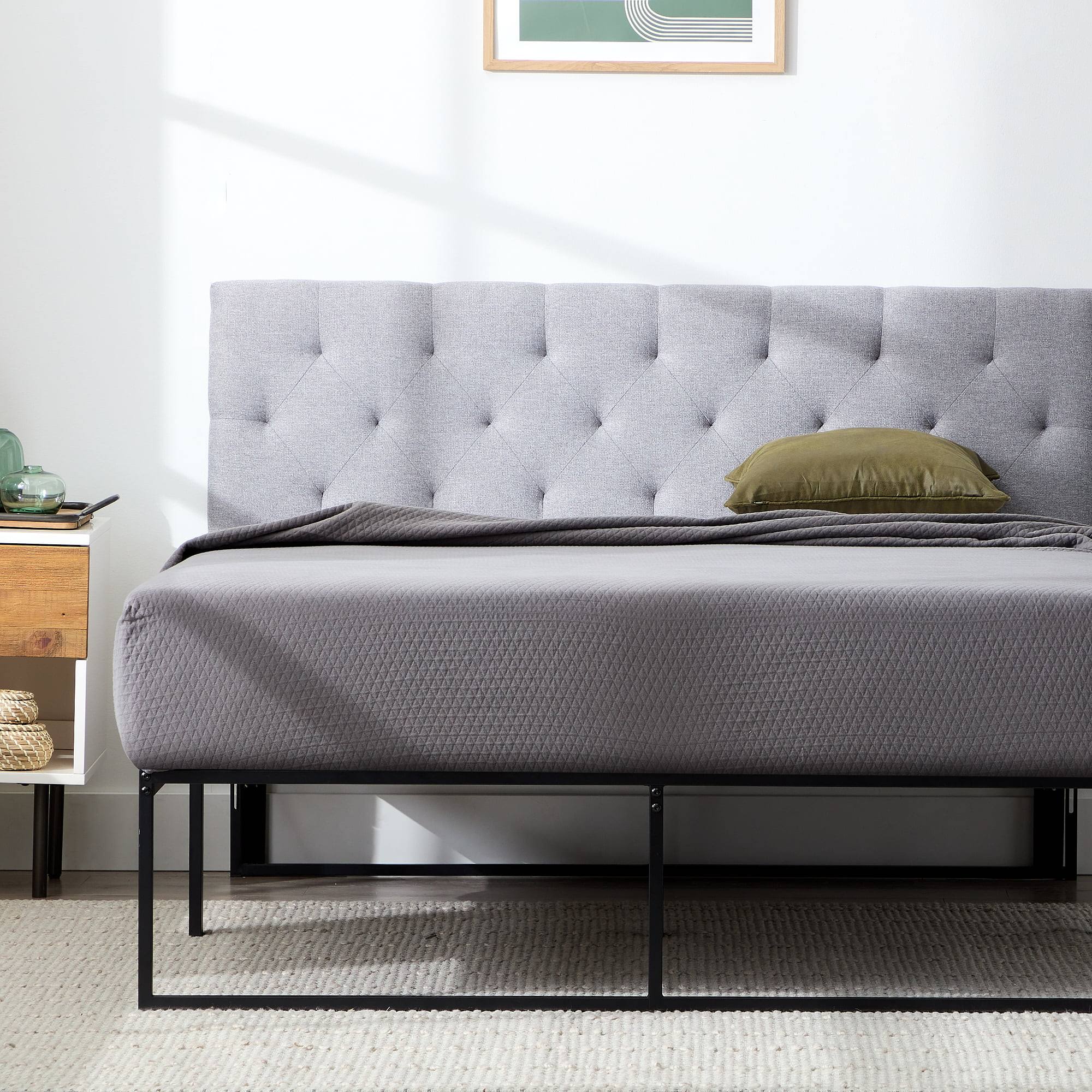 Eugene Diamond Tufted Upholstered Headboard, Full, Gray
