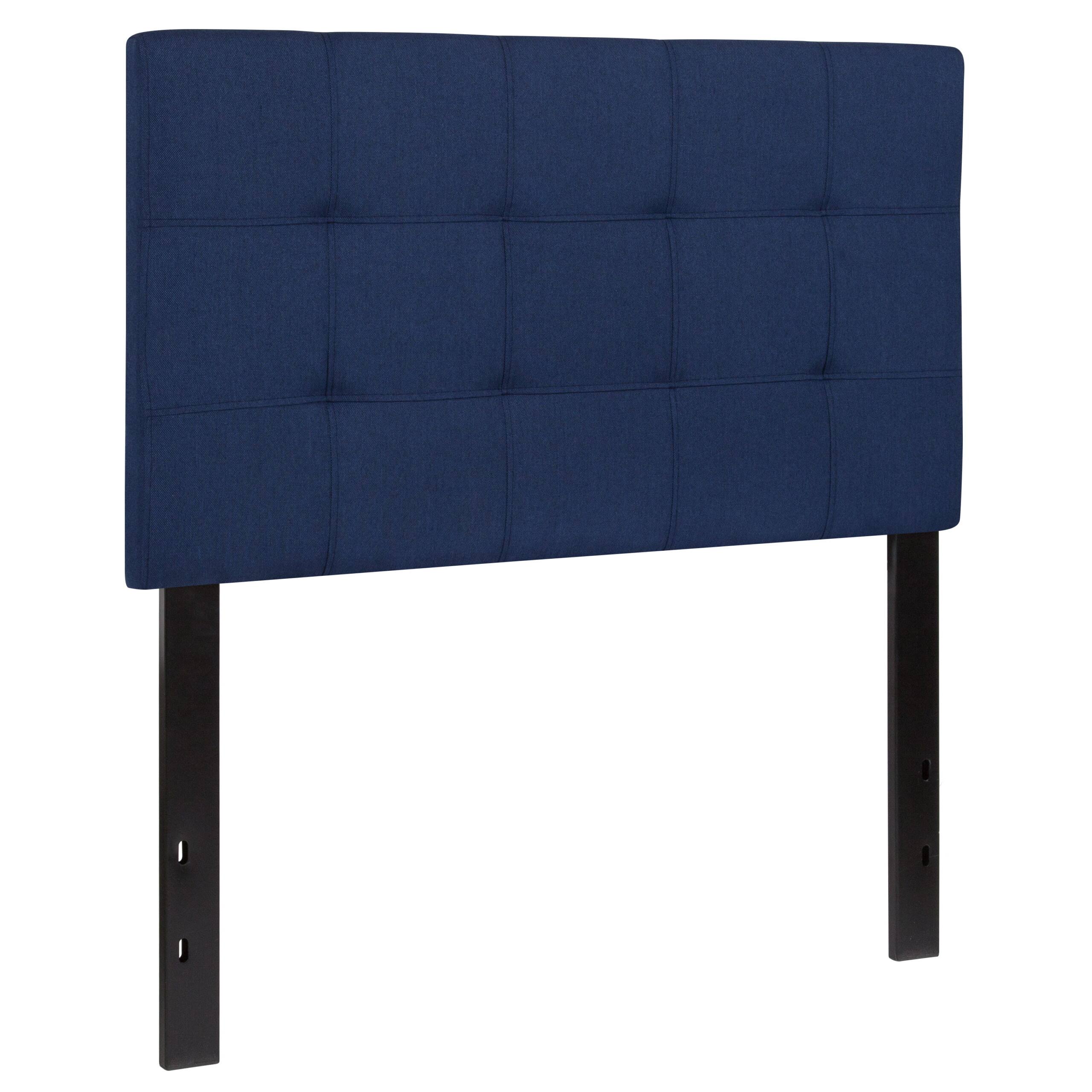 Tufted Upholstered Twin Size Headboard in Navy Fabric