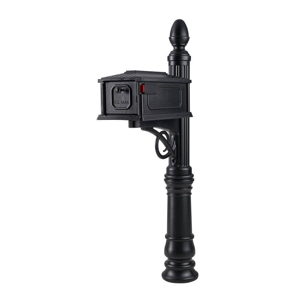 Mailboxes SC000BAM Stratford Black, Medium, Plastic, All-In-One Mailbox and Post Combo