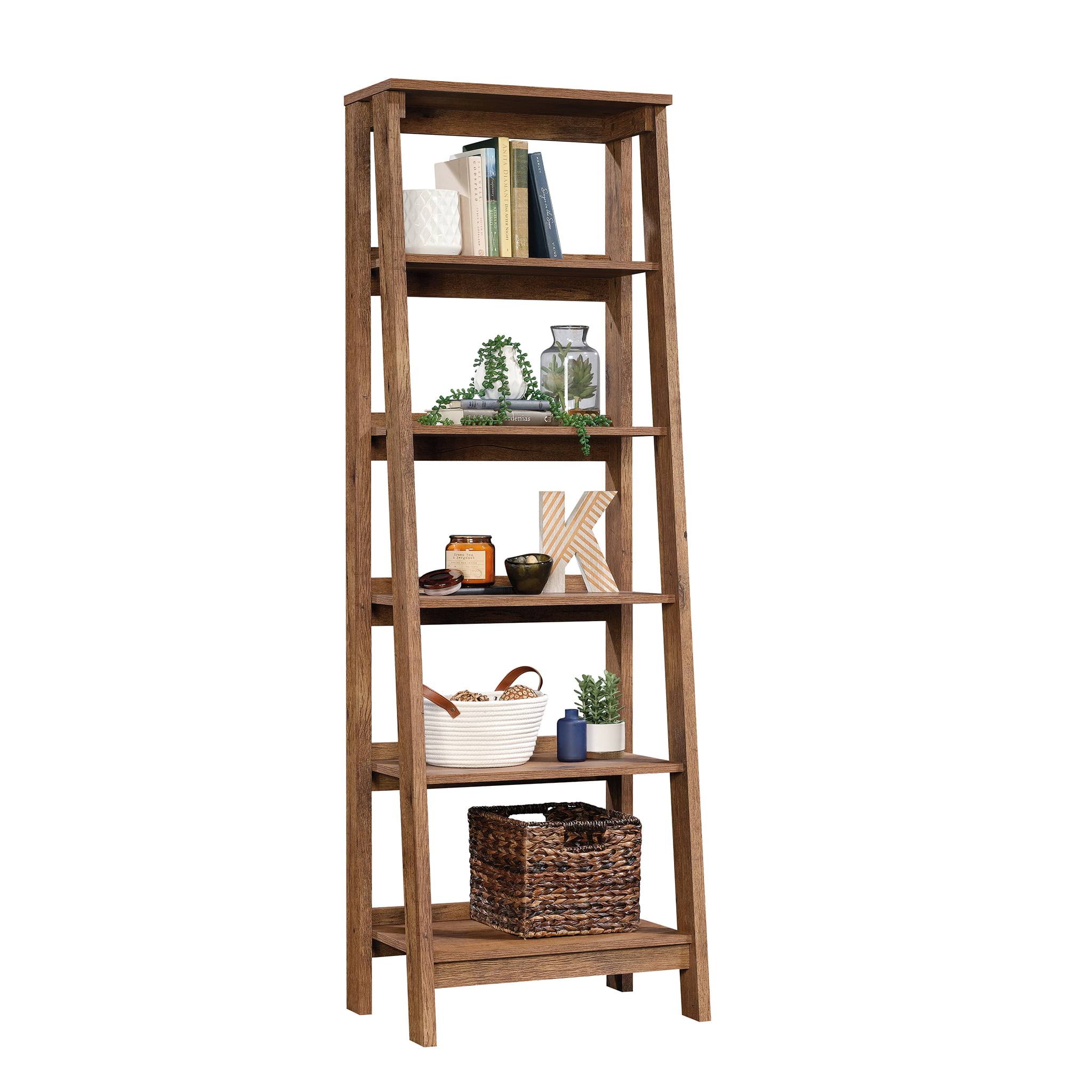 Trestle 5   Shelf Bookcase, Vintage Oak Finish