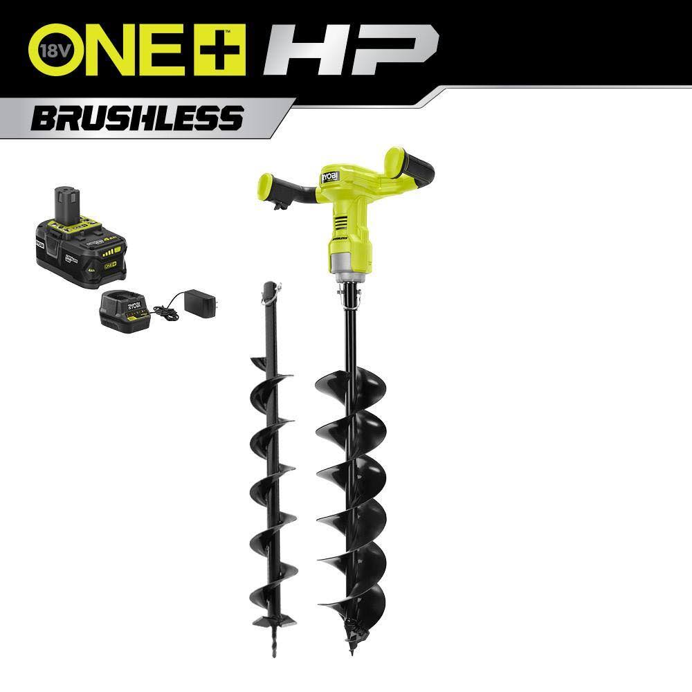 P2930-4  HP 18V Brushless Cordless Earth Auger with 4 in. and 6 in. Bit with 4.0 Ah Battery and Charger