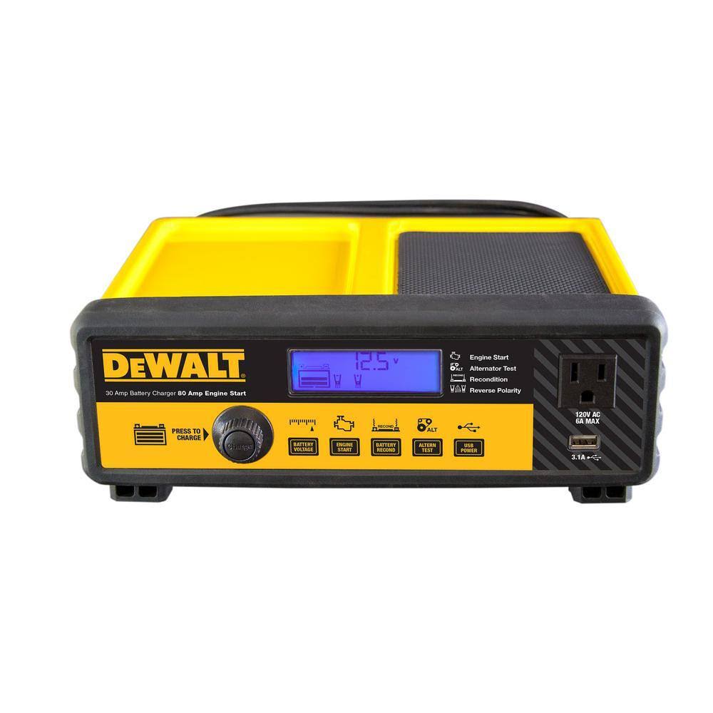 DXAEC801B 30 Amp Automotive Portable Car Battery Charger with 80 Amp Engine Start and Alternator Check
