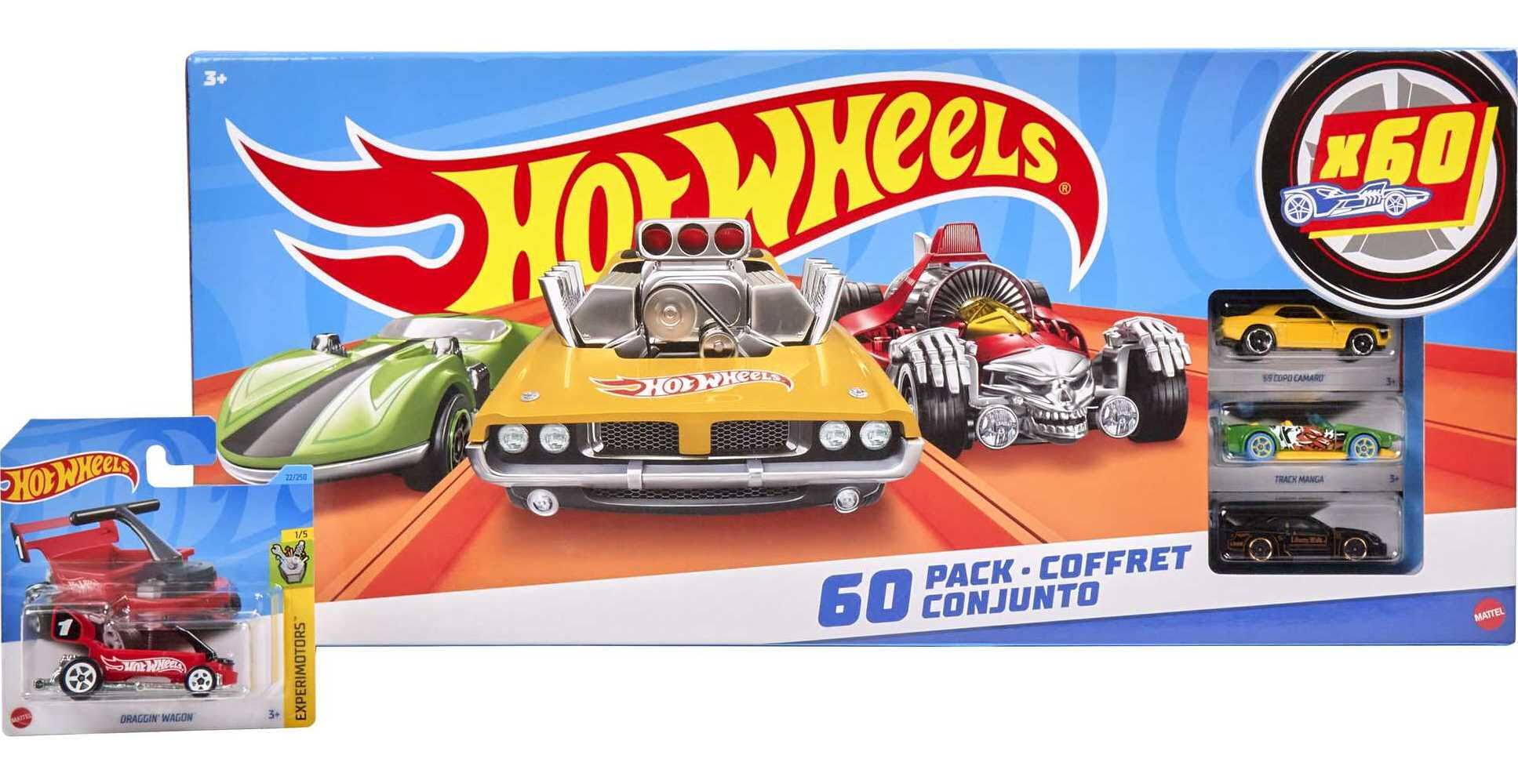 Hot Wheels Set of 60 1:64 Scale Toy Cars or Trucks, Collectible Vehicles (Styles May Vary)