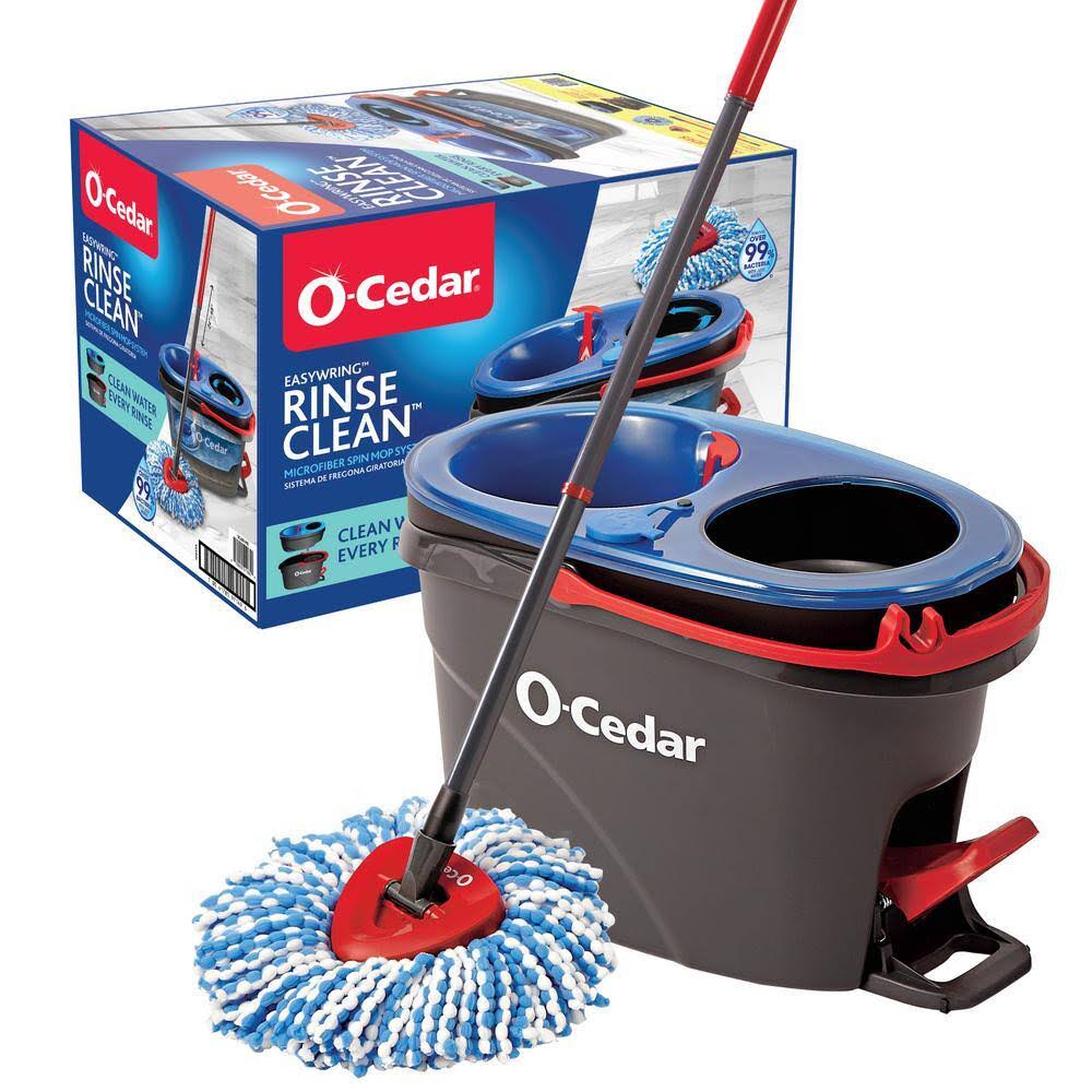 O-Cedar 168534 EasyWring RinseClean Spin Mop with 2-Tank Bucket System