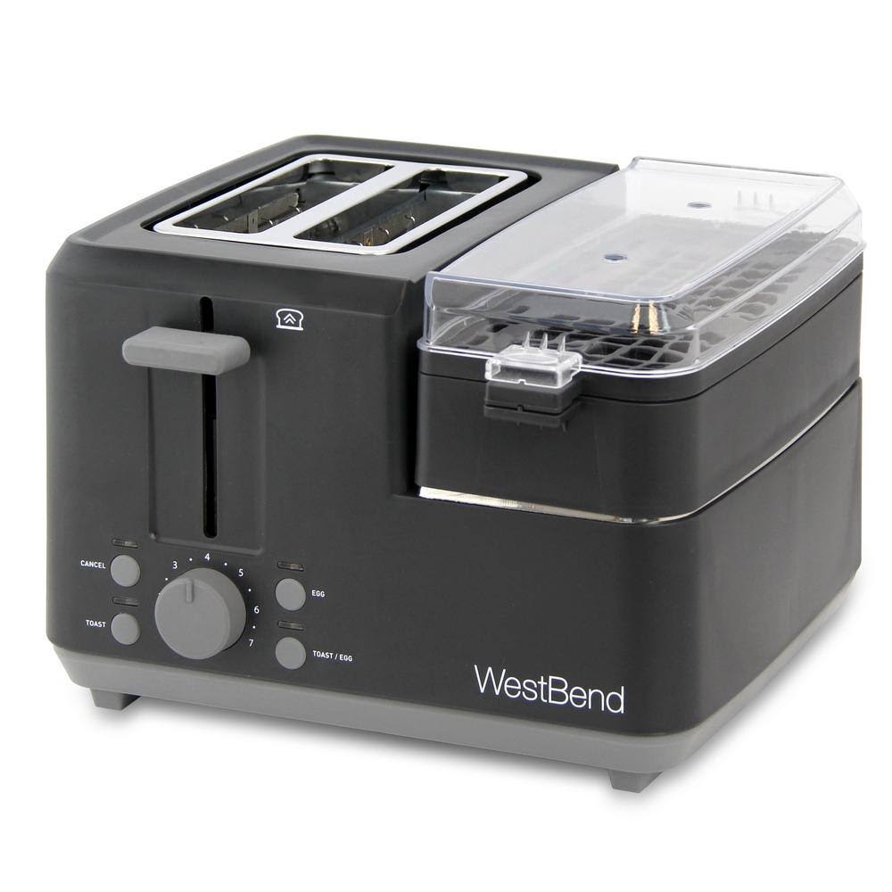 West Bend 78500 Breakfast Station 2-Slice Black Wide Slot Toaster with Removable Crumb Tray