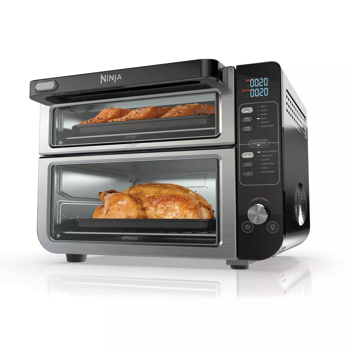12-in-1 Double Oven with FlexDoor, FlavorSeal   Smart Finish, Rapid Top Oven, Convection and Air Fry Bottom Oven   DCT401