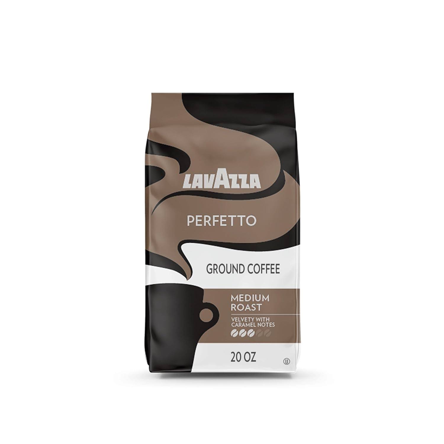 Lavazza Perfetto Ground Coffee Blend 20 Perfetto Ground Dark Roast, Perfetto Ground, Dark Roast, 120 Ounce, (Pack of 6) Authentic Italian, Arabic, Blended And Roated in Italy, Value Pack
