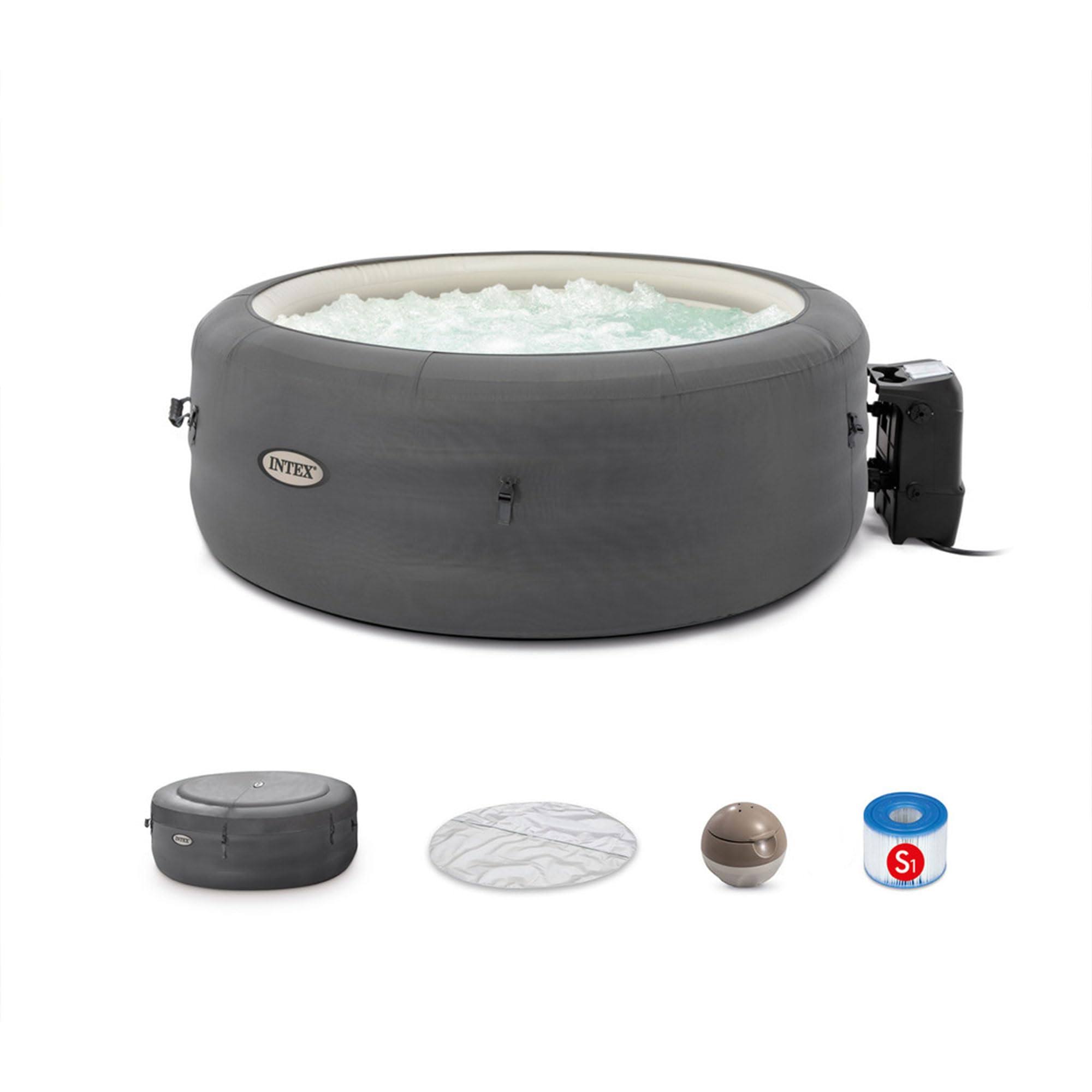 INTEX 28483E SimpleSpa Bubble Massage Spa- 4 Person Capacity – Built-in QuickFill Inflation   77  x 26
