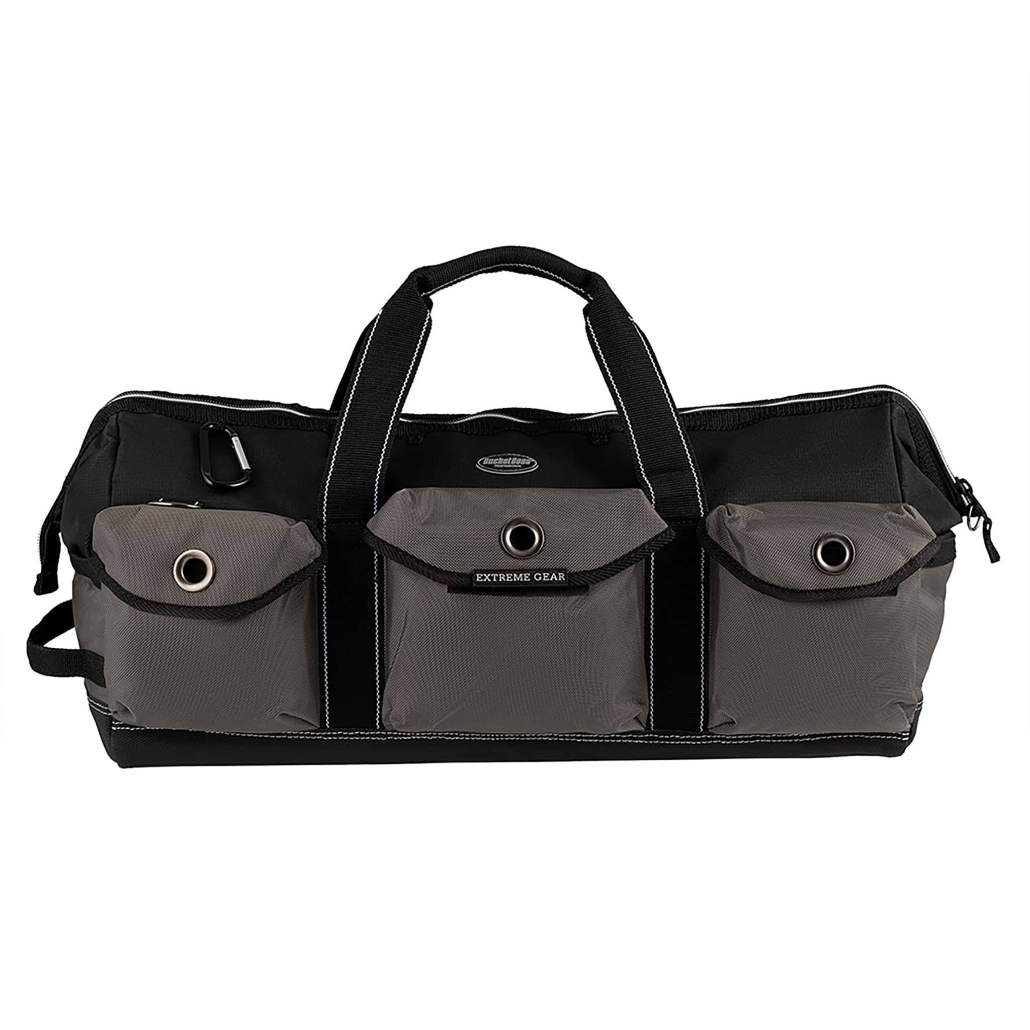 Bucket Boss EXTREME BIG DADDY Grey, Black Polyester 26-in Zippered Tool Bag