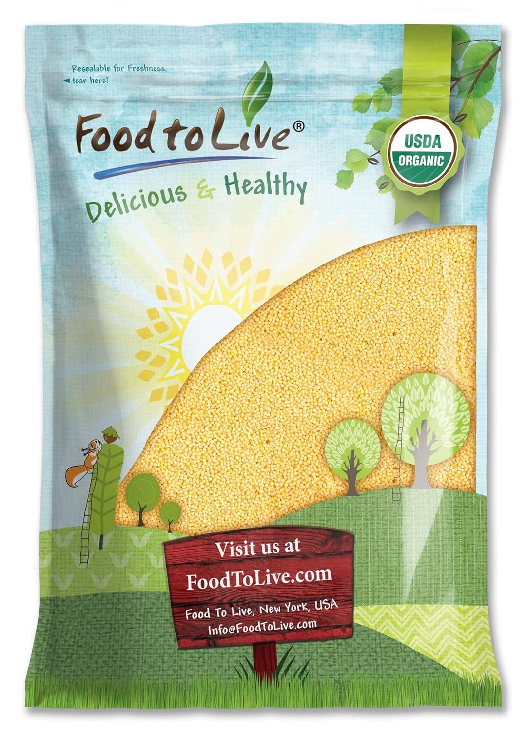 Food to Live Organic Hulled Millet, 10 Pounds – Whole Grain Seeds, Non-GMO, Kosher, Raw, Bulk, Product of the USA