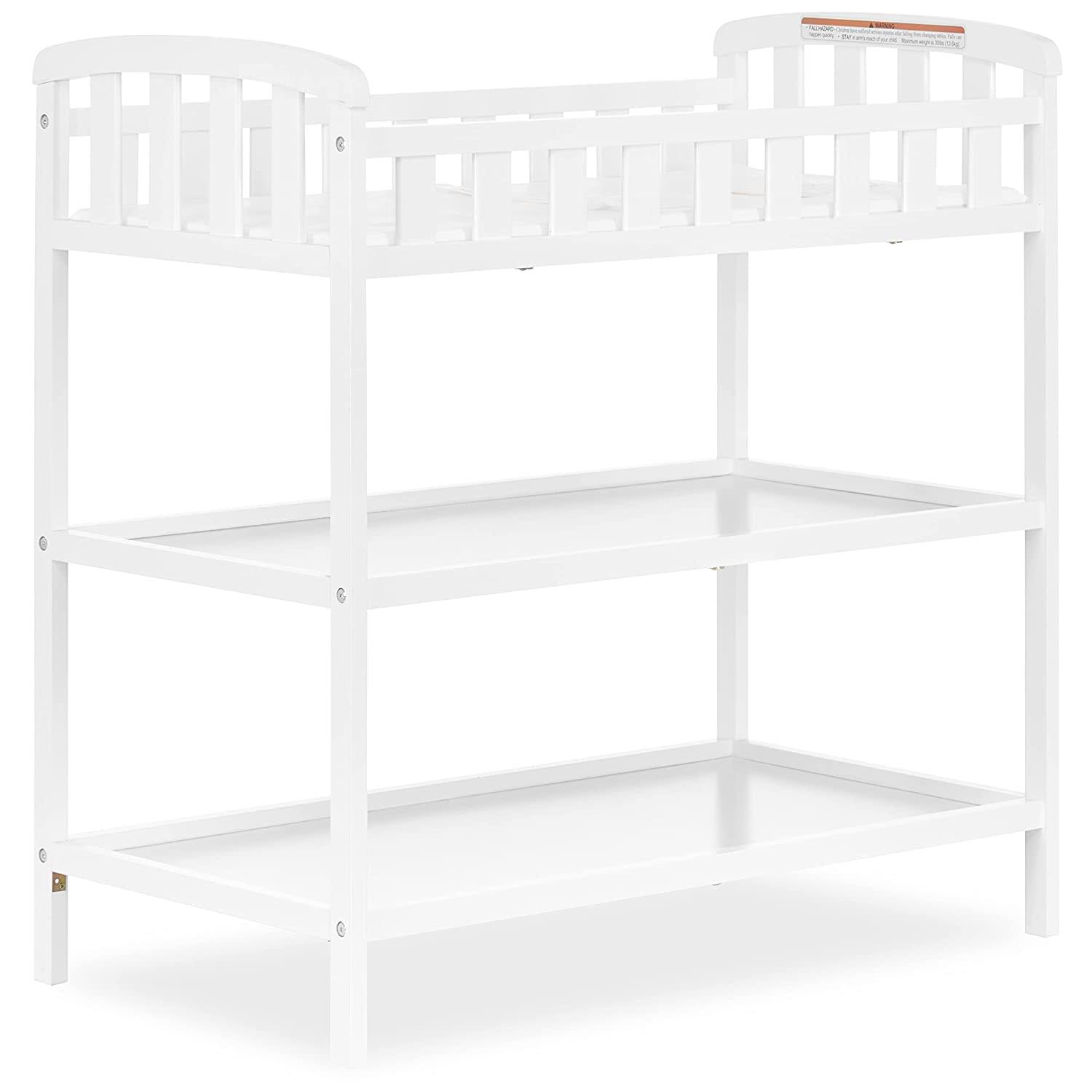 Emily Changing Table In White, Comes With 1  Changing Pad, Features Two Shelves, Portable Changing Station, Made Of Sustainable New Zealand Pinewood