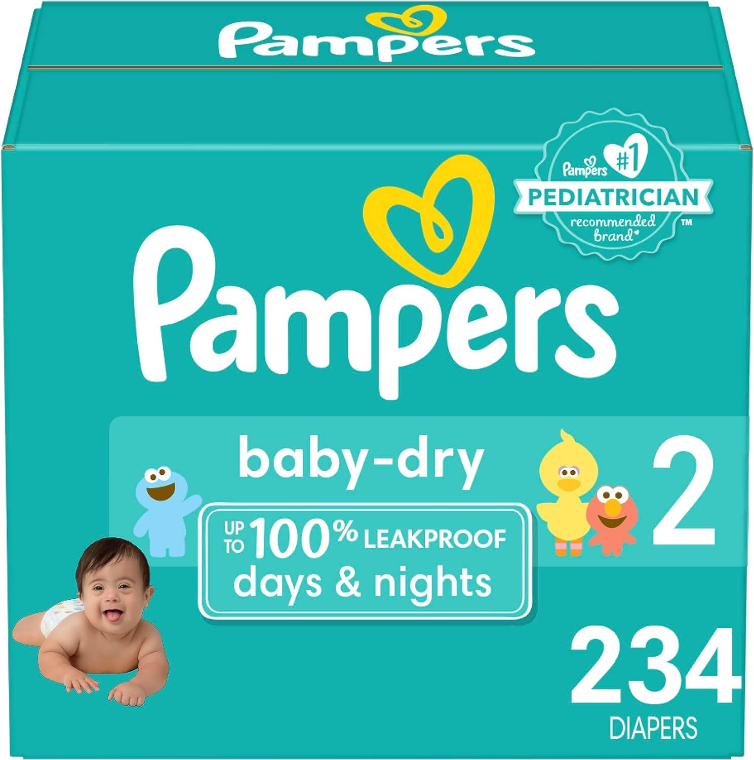 Pampers Baby Dry Diapers   Size 2, One Month Supply (234 Count), Absorbent Disposable Diapers