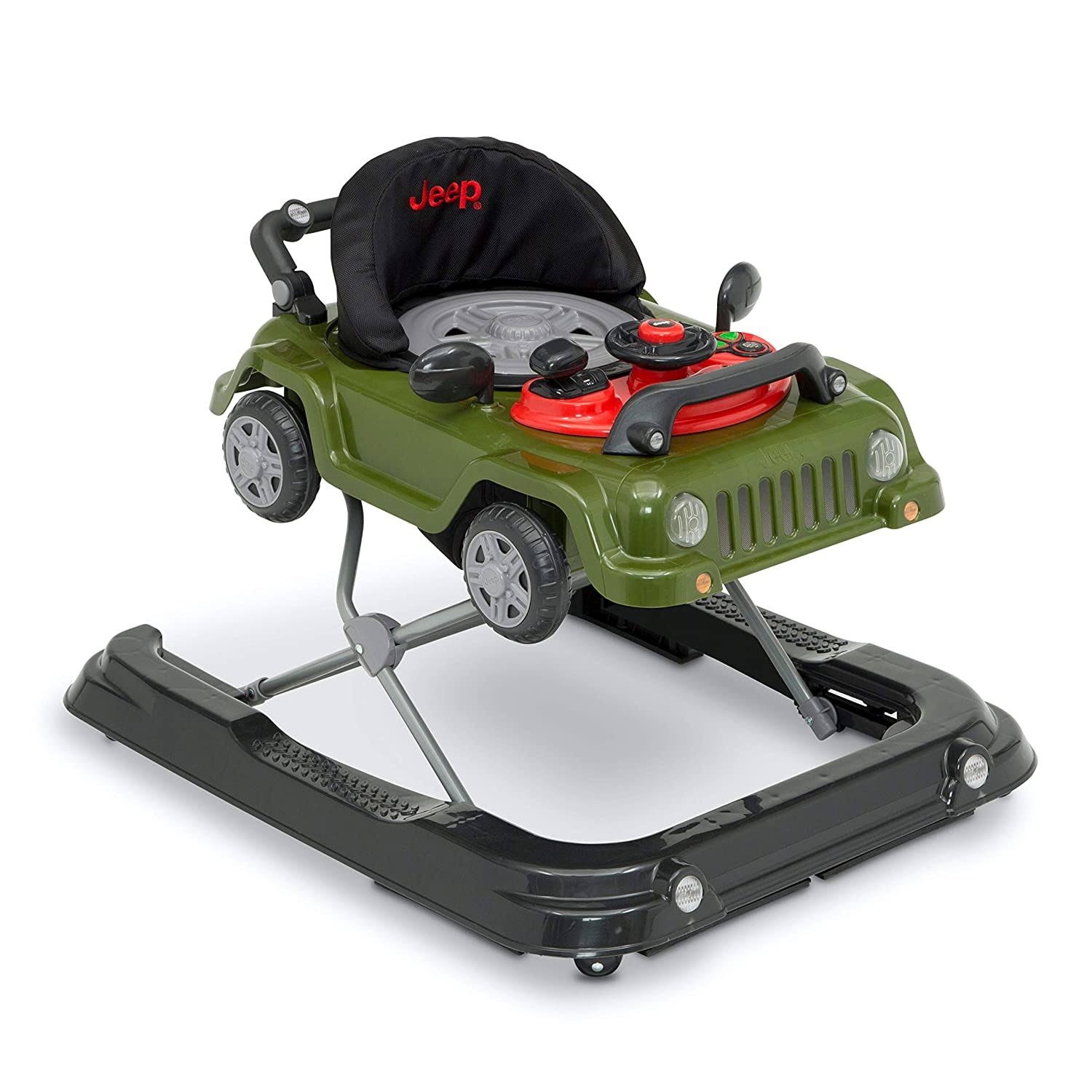 Jeep Classic Wrangler 3-in-1 Grow With Me Activity Walker   Features Music, Lights, Removable Play Tray, Push Walker Mode, Converts into Rolling Car Toy, Anniversary Green