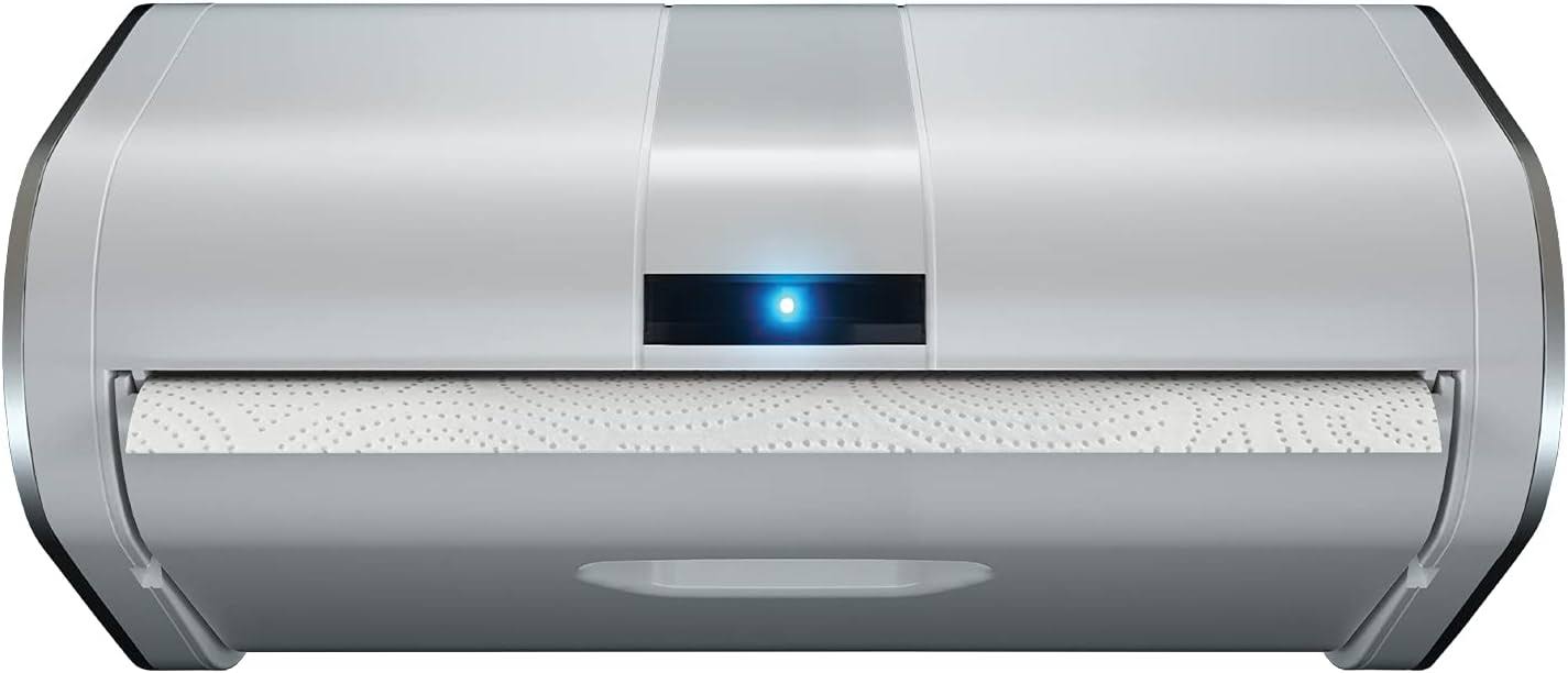 Innovia Automatic Paper Towel Dispenser. Touchless Technology. Works with Most Paper Towel Brands and Sizes. Dispenses The Number of Sheets You Need. White, Under Cabinet Mounted.