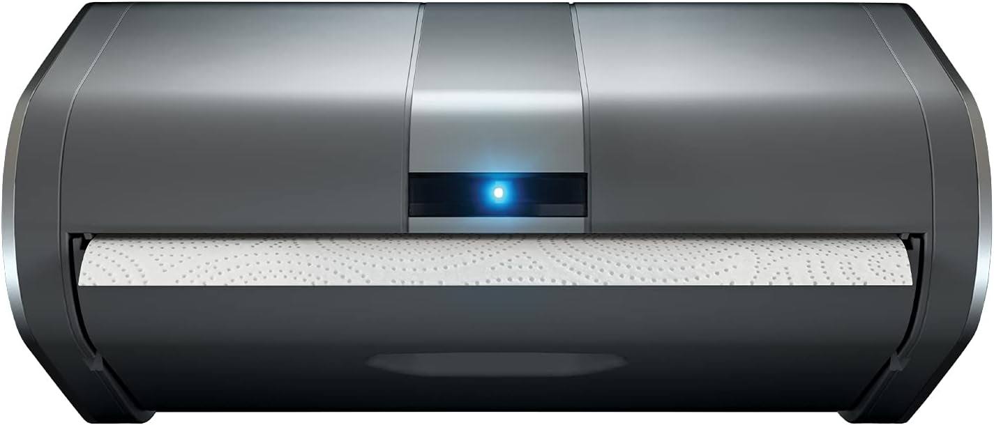 Innovia Automatic Paper Towel Dispenser. Touchless Technology. Works with Most Paper Towel Brands and Sizes. Dispenses The Number of Sheets You Need. Grey, Under Cabinet Mounted.
