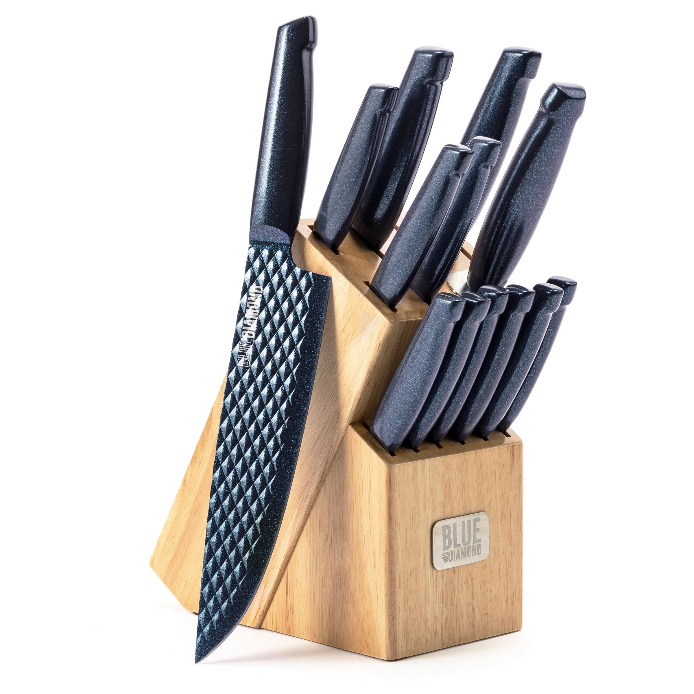 Blue Diamond Stainless Steel Cutlery, 14 Piece Knife Block Set, Dishwasher Safe, Blue